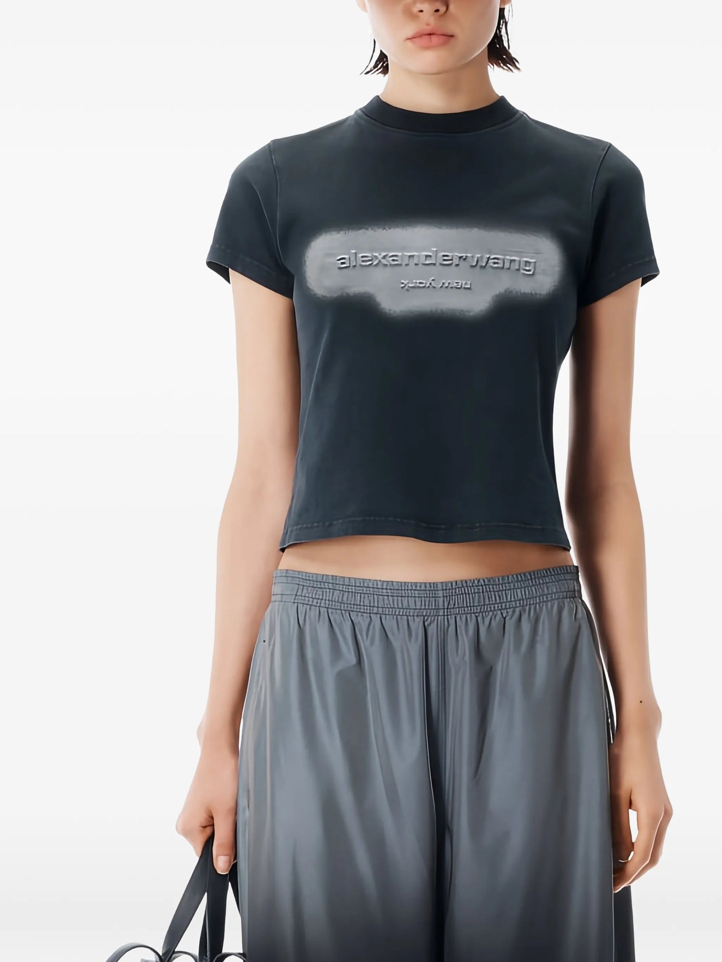 embossed graphic-print T-shirt