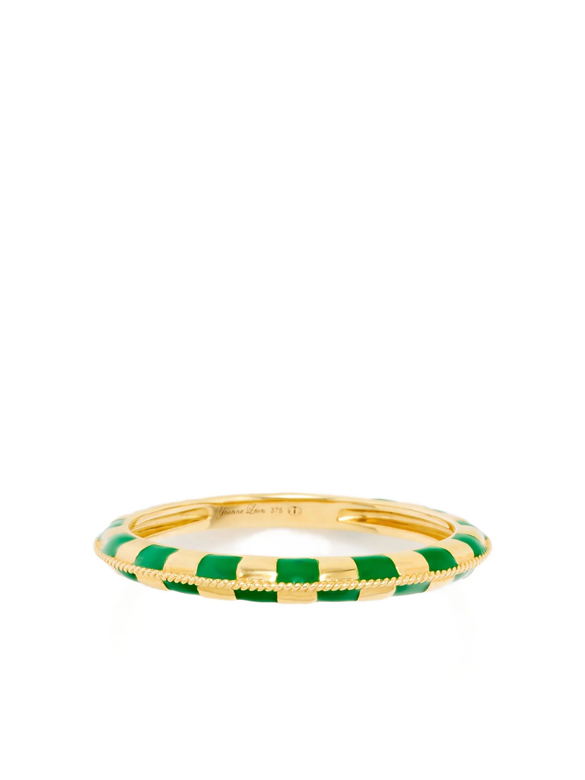 9K yellow gold check-pattern ring