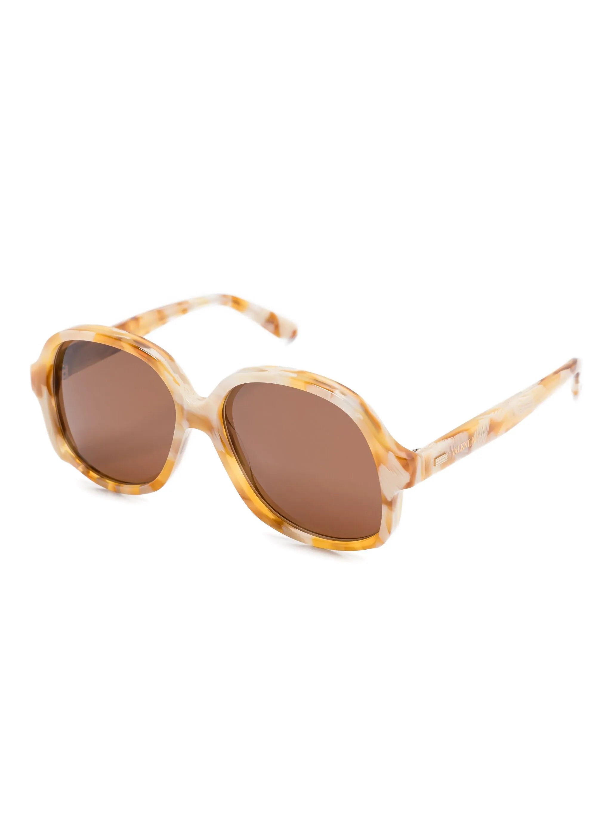marbled-pattern oversize-frame sunglasses
