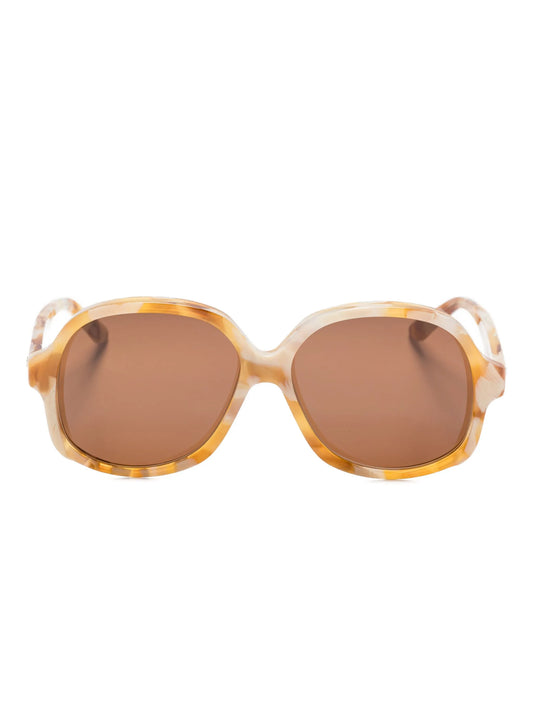 marbled-pattern oversize-frame sunglasses