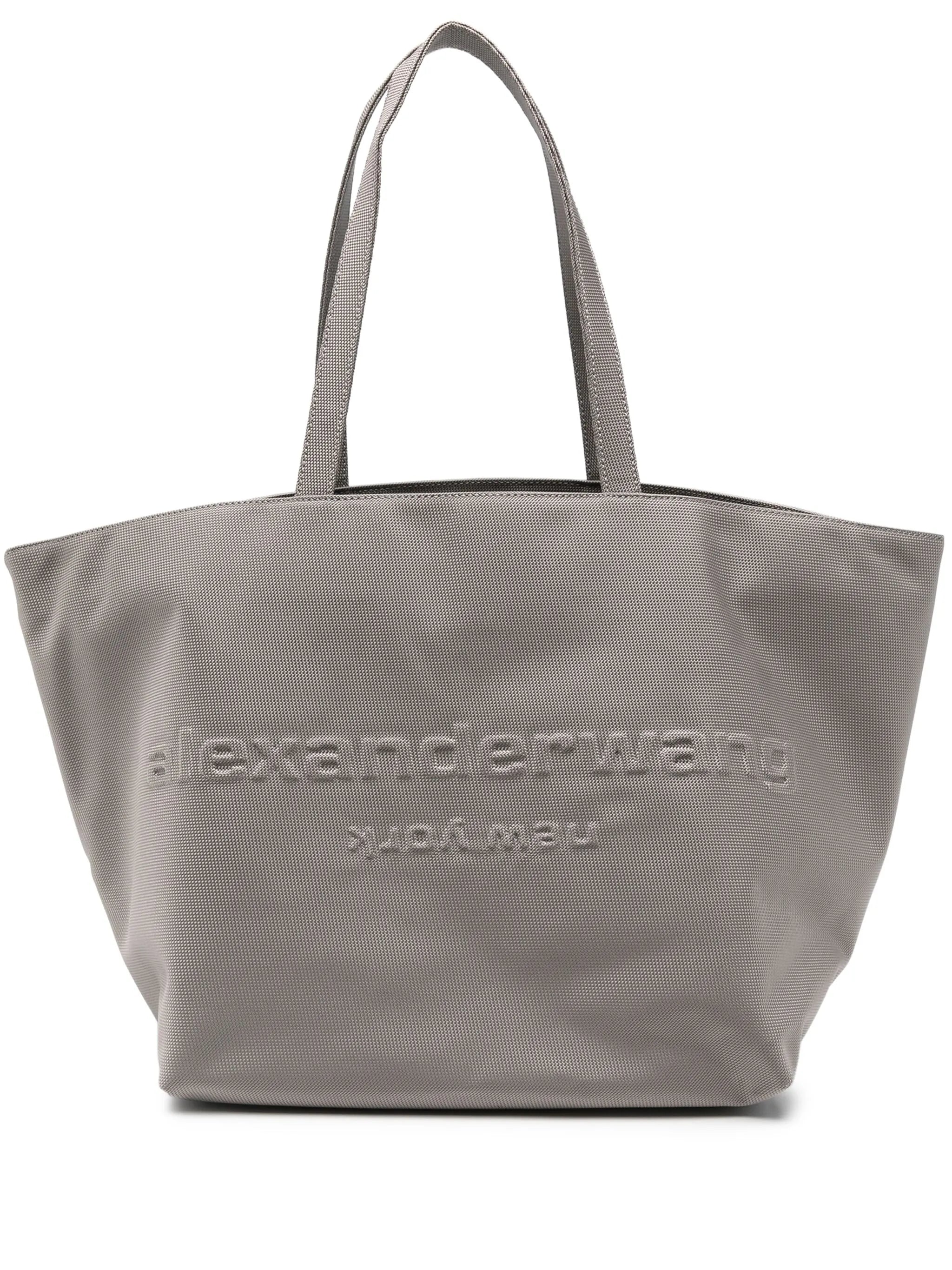 embossed canvas nylon tote bag