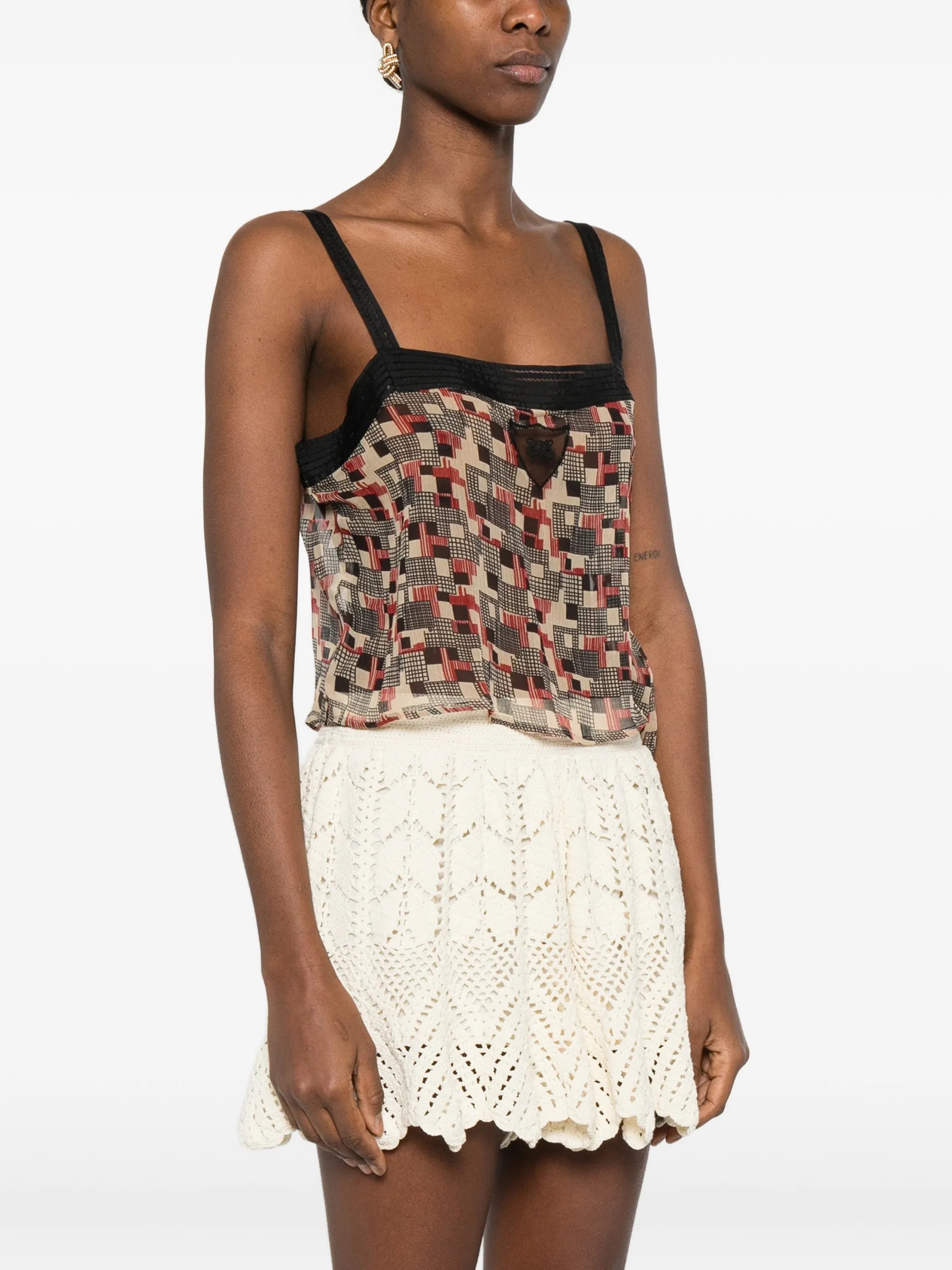 Quadrille square-neck top