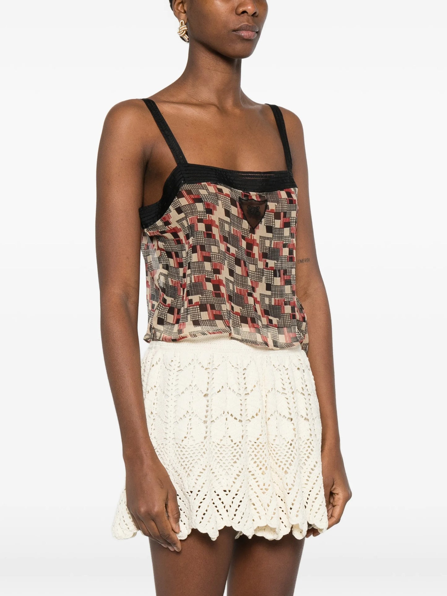 Quadrille square-neck top