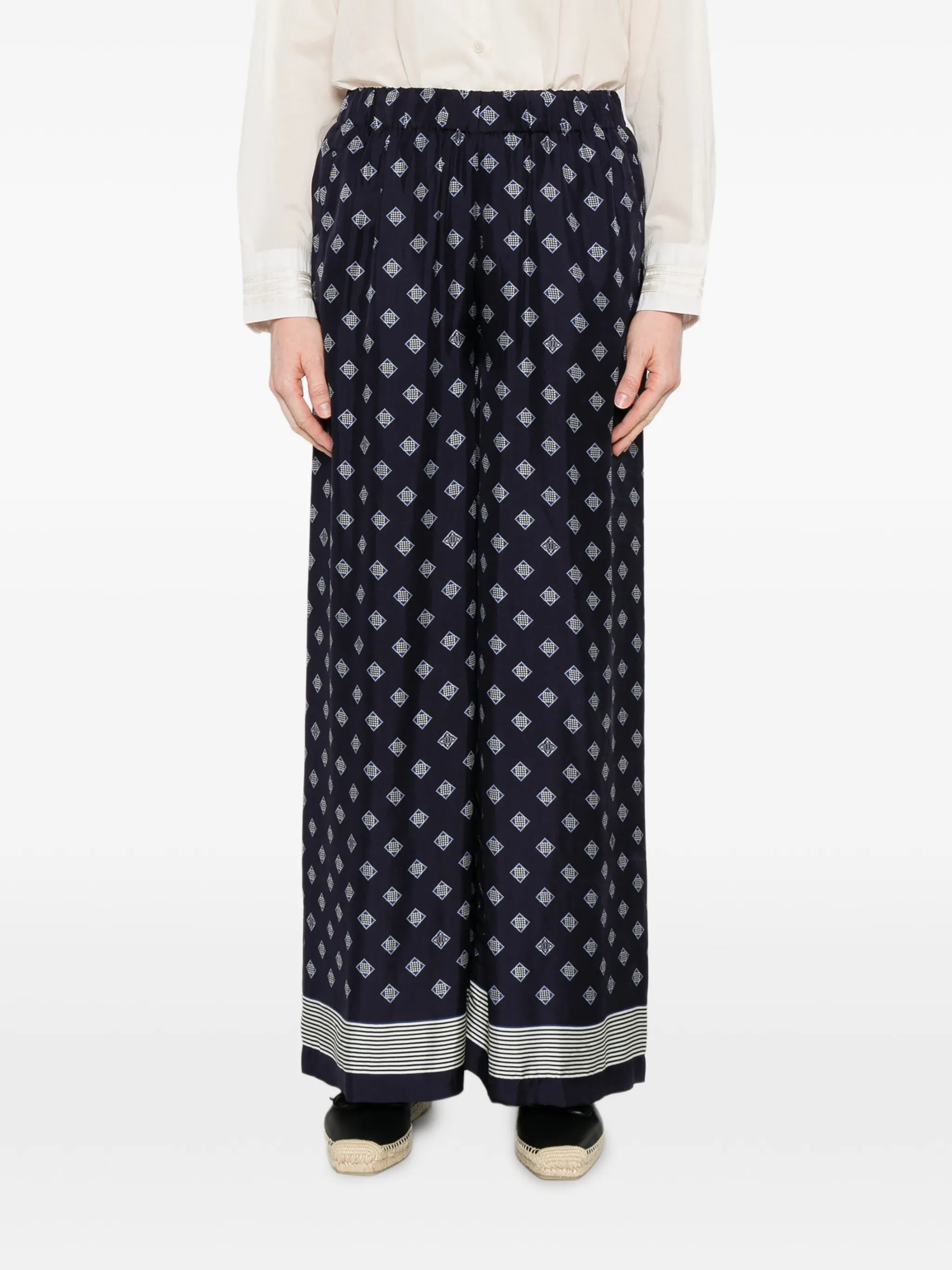 Foyer diamond-print palazzo pants