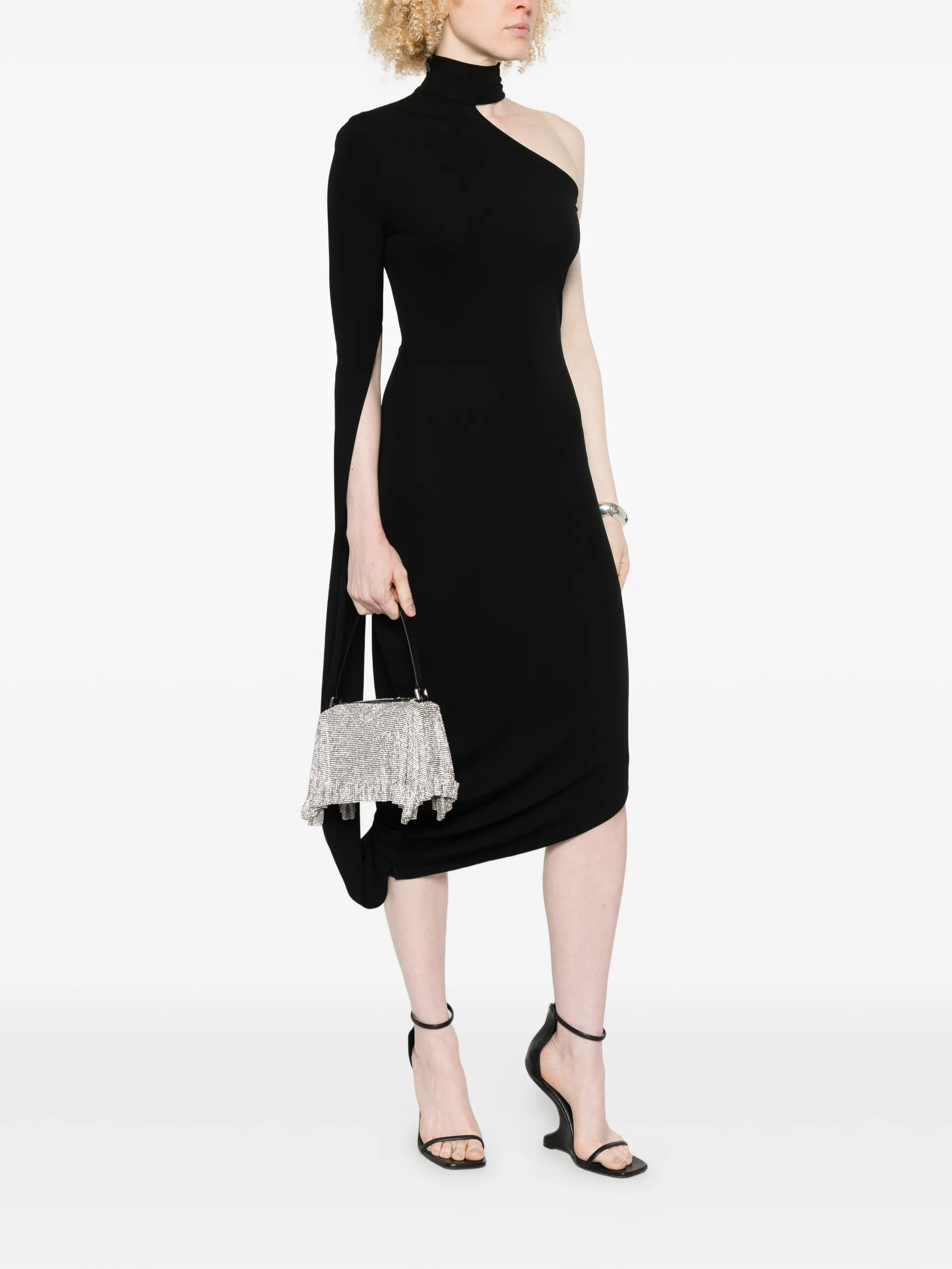 draped midi dress in crepe jersey