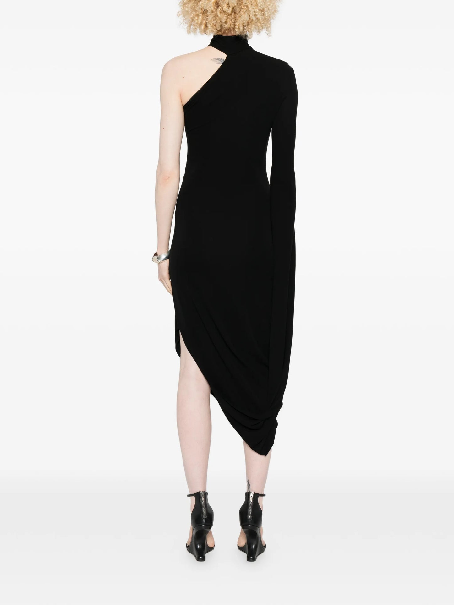 draped midi dress in crepe jersey