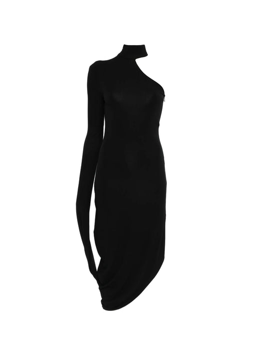 draped midi dress in crepe jersey