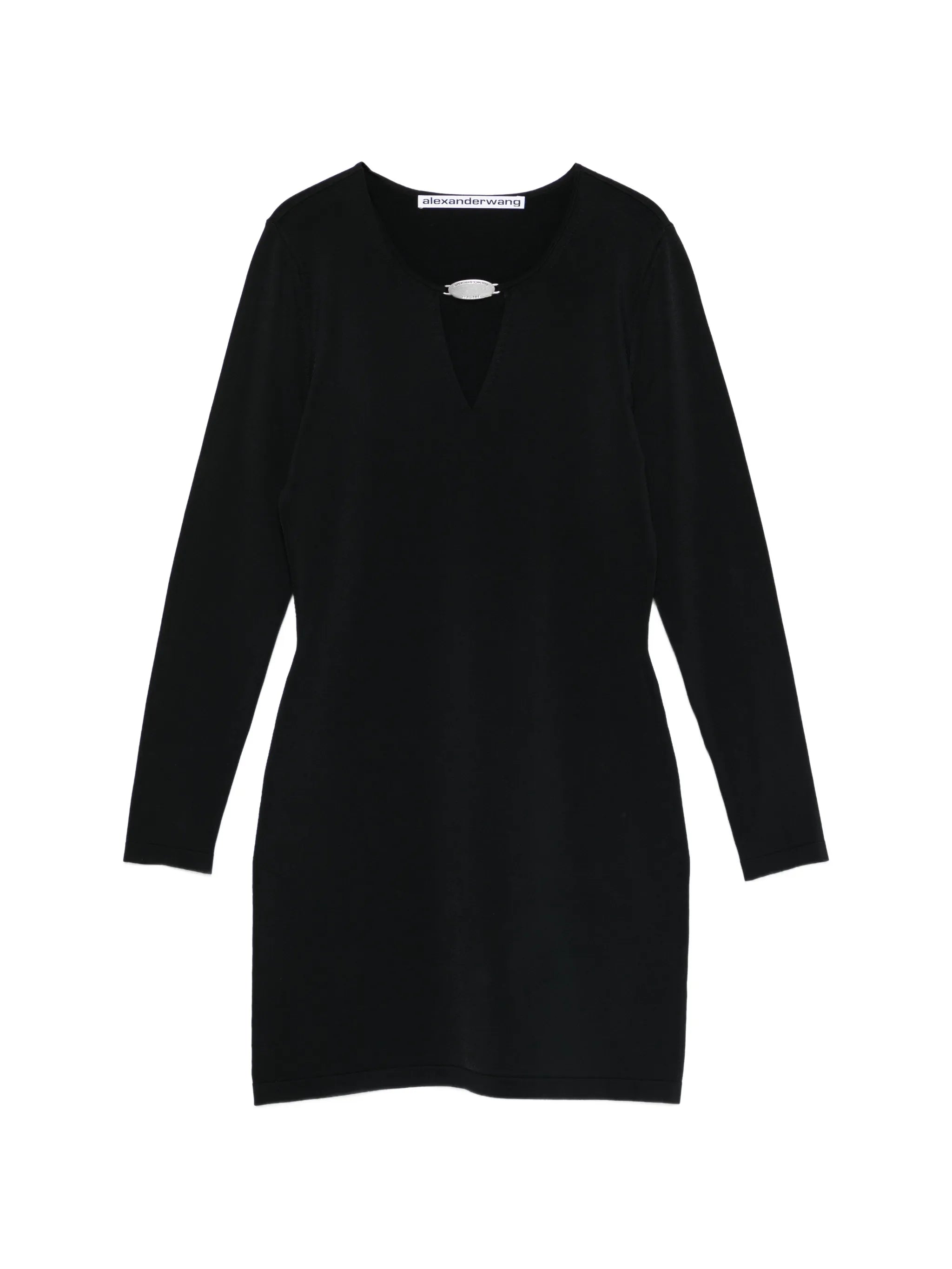 metal logo V-neck mini dress