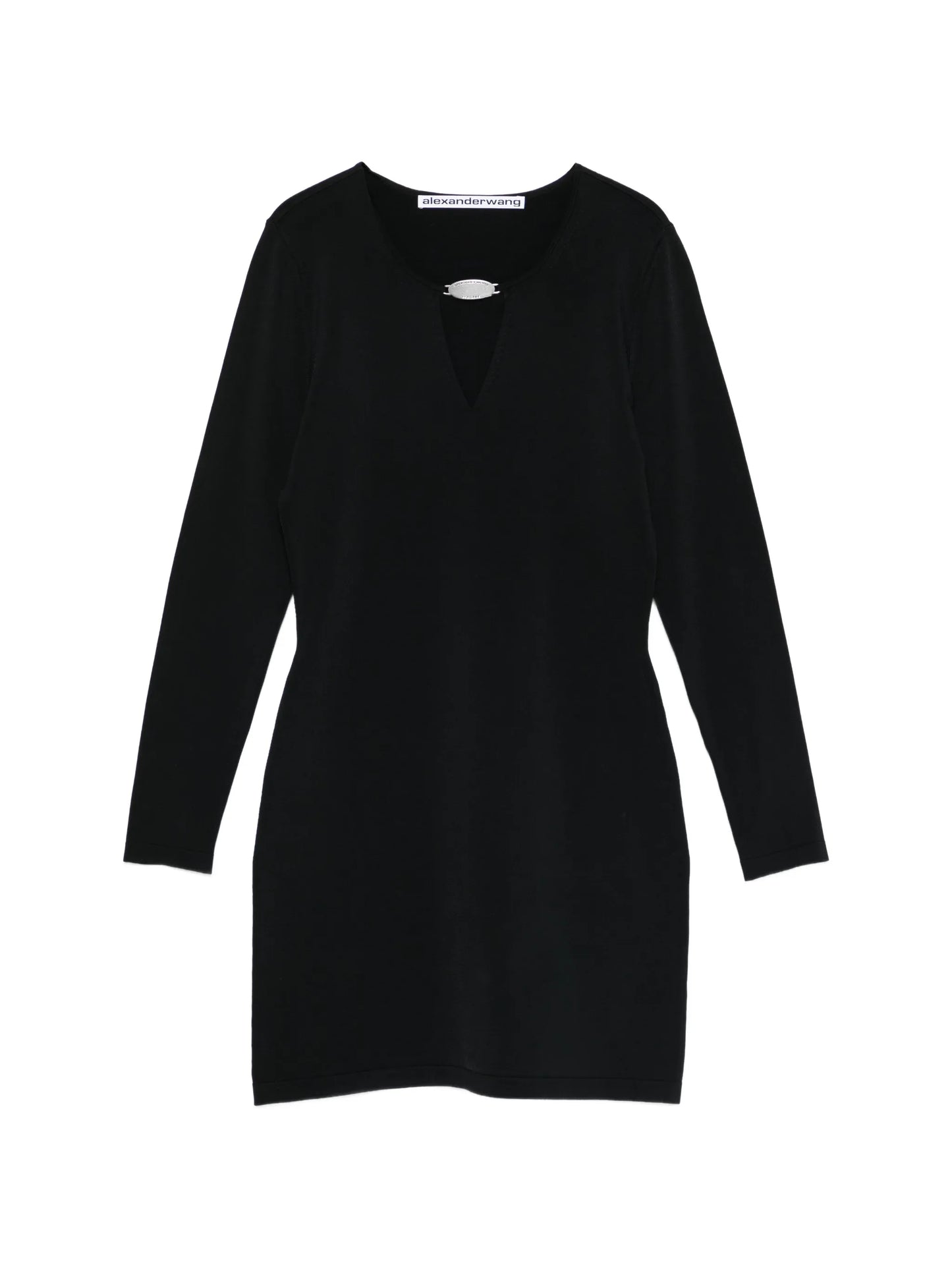 metal logo V-neck mini dress