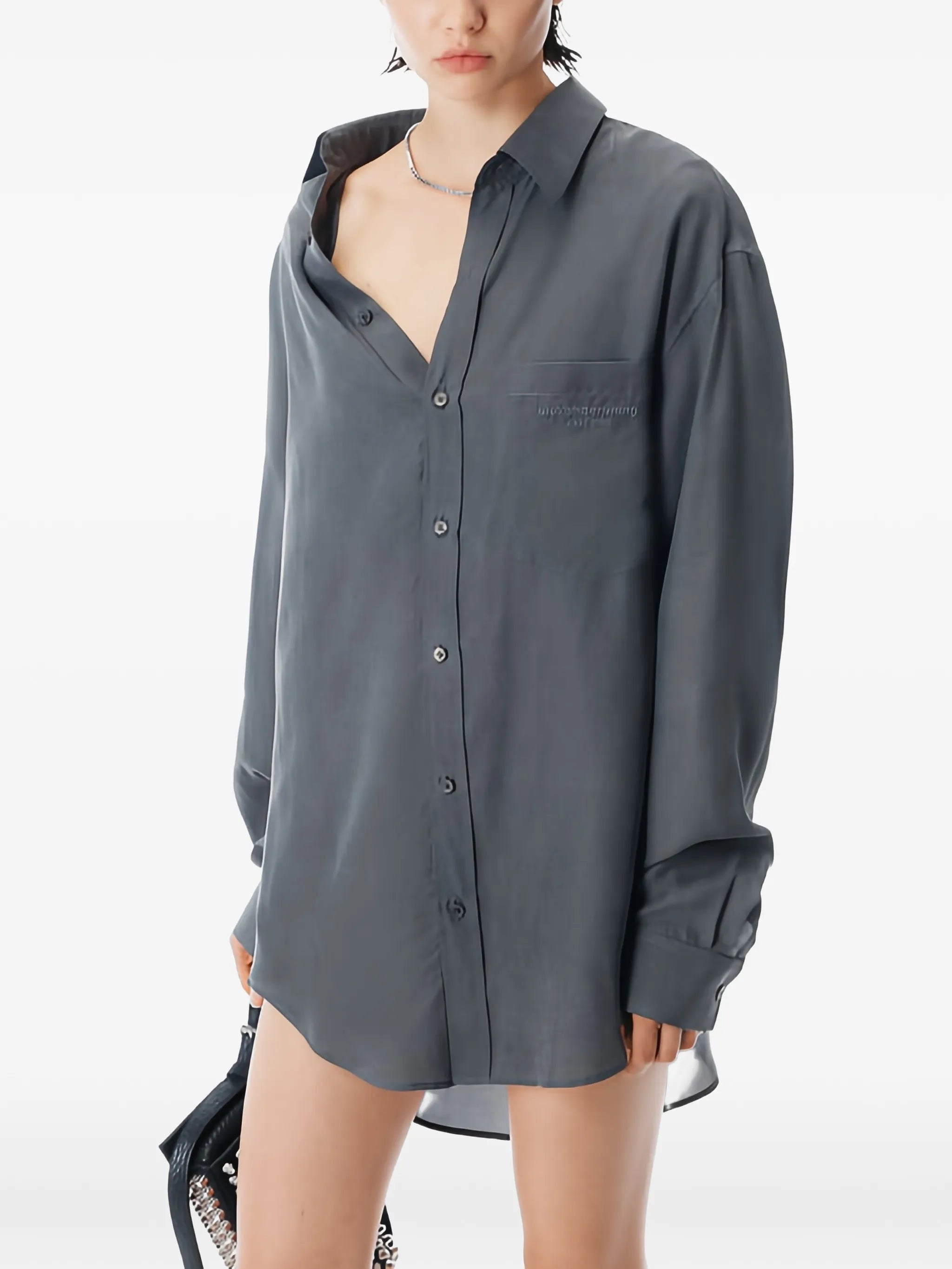 off-shoulder shirt mini dress
