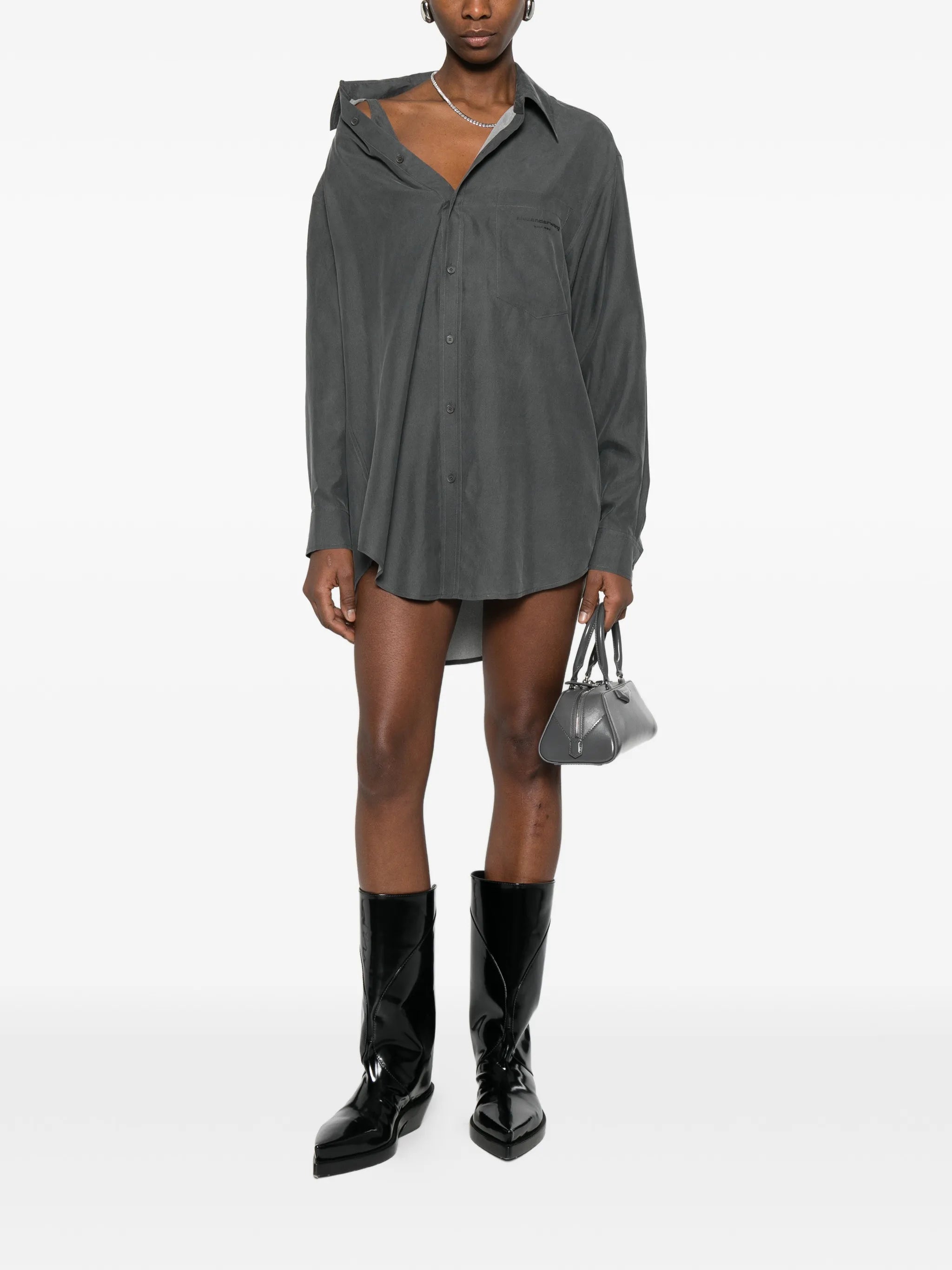 off-shoulder shirt mini dress