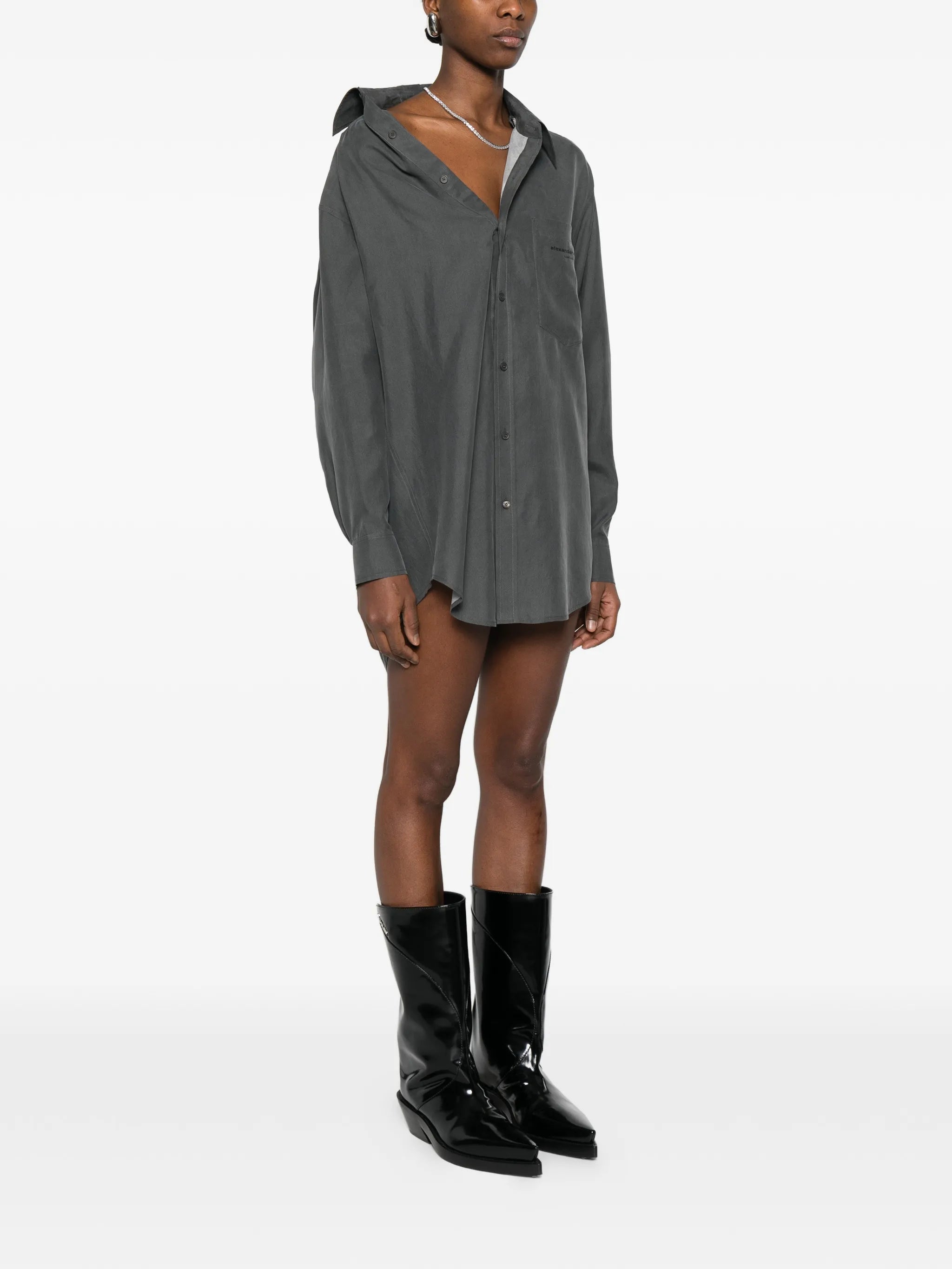 off-shoulder shirt mini dress