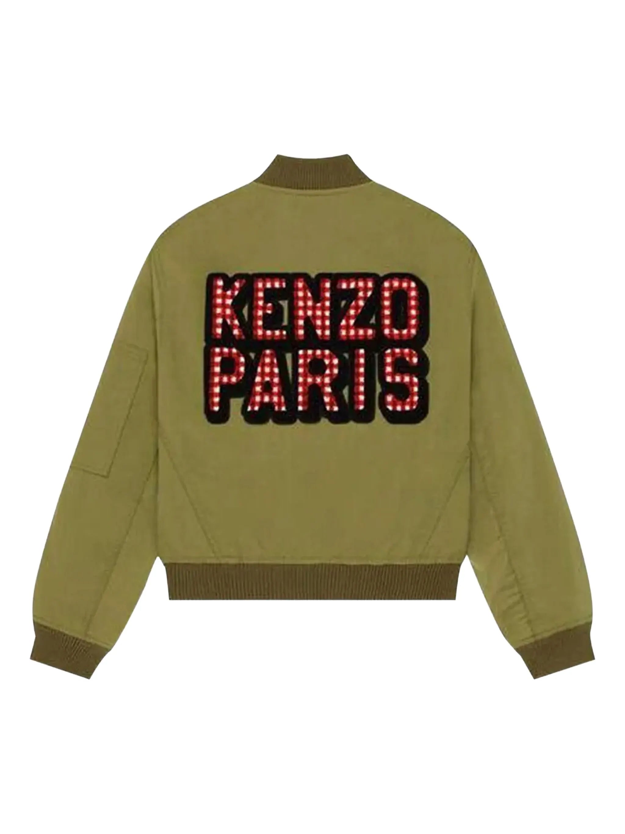 gingham-patch bomber jacket