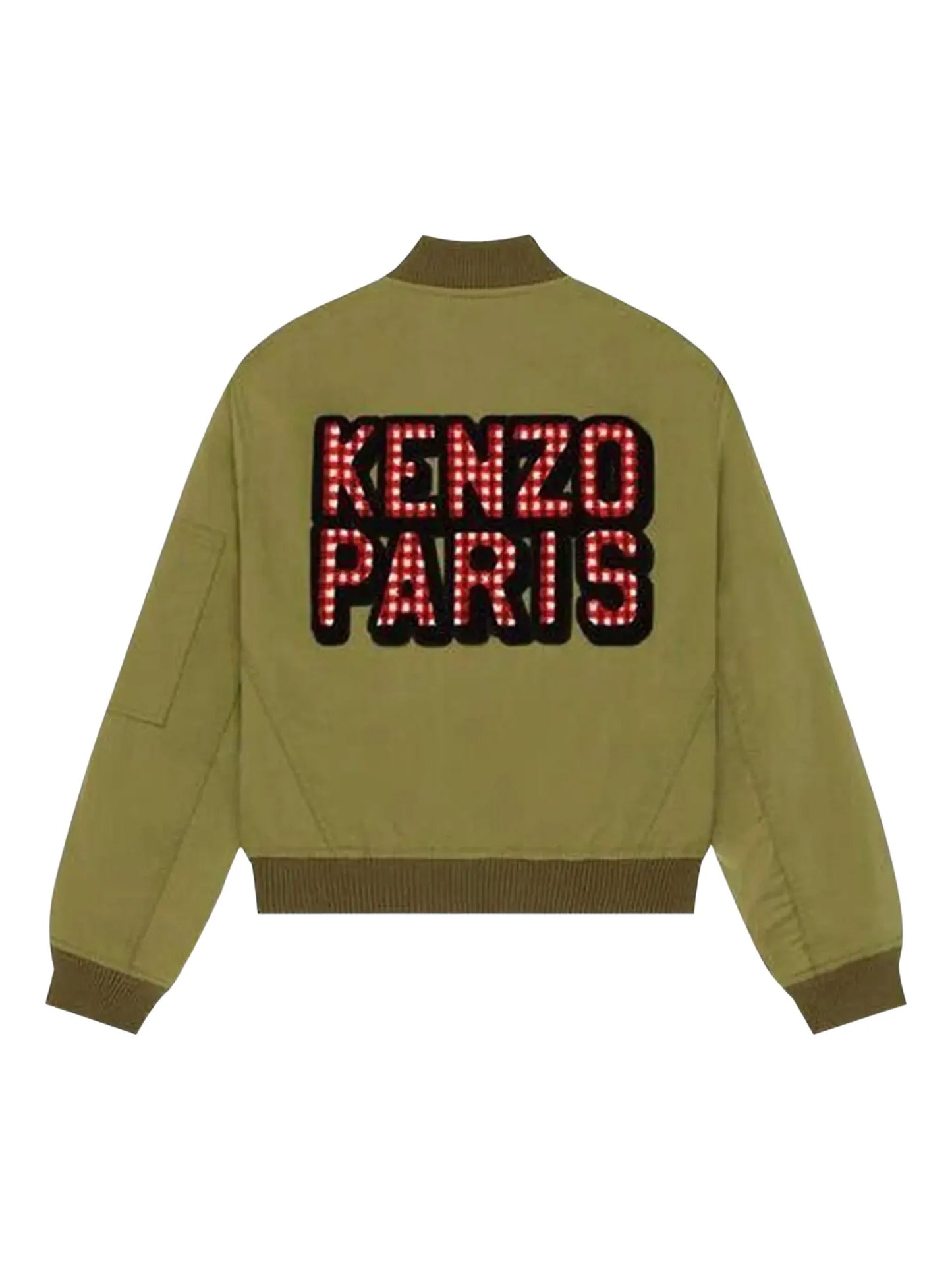 gingham-patch bomber jacket