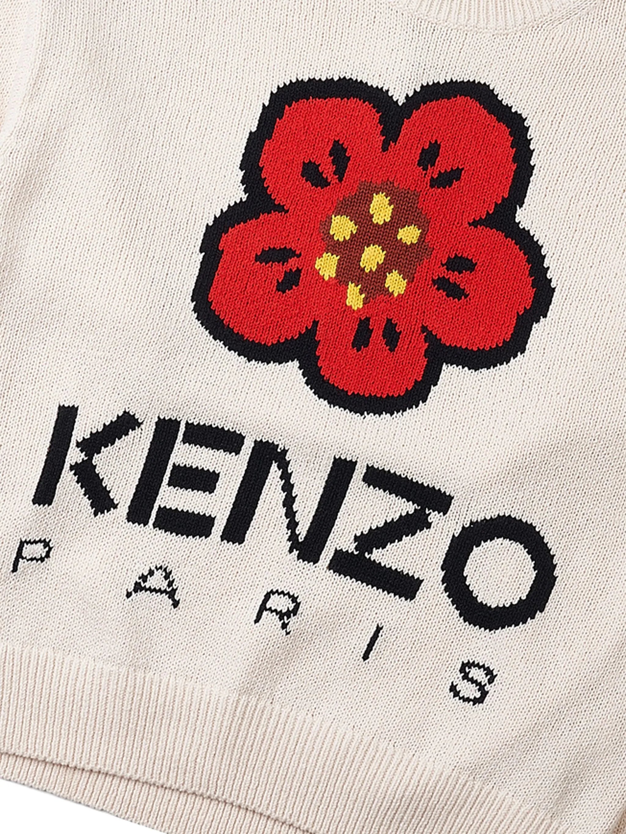 flower-jacquard logo sweater