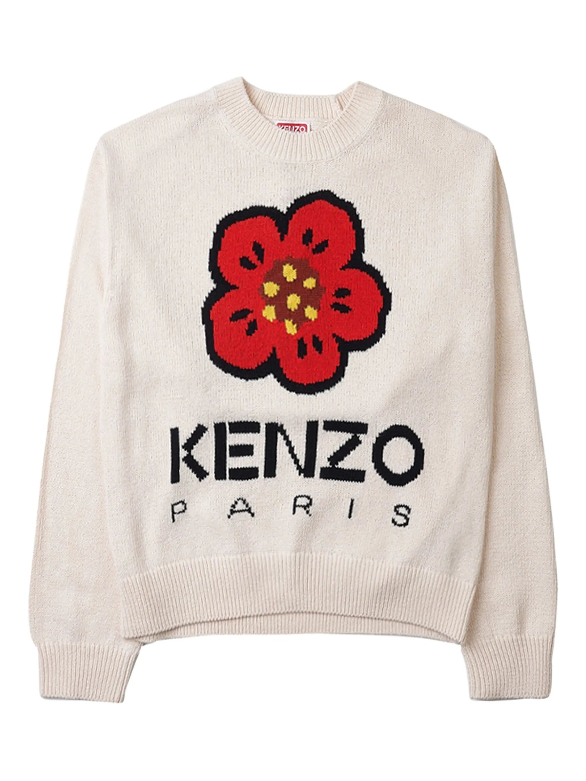 flower-jacquard logo sweater
