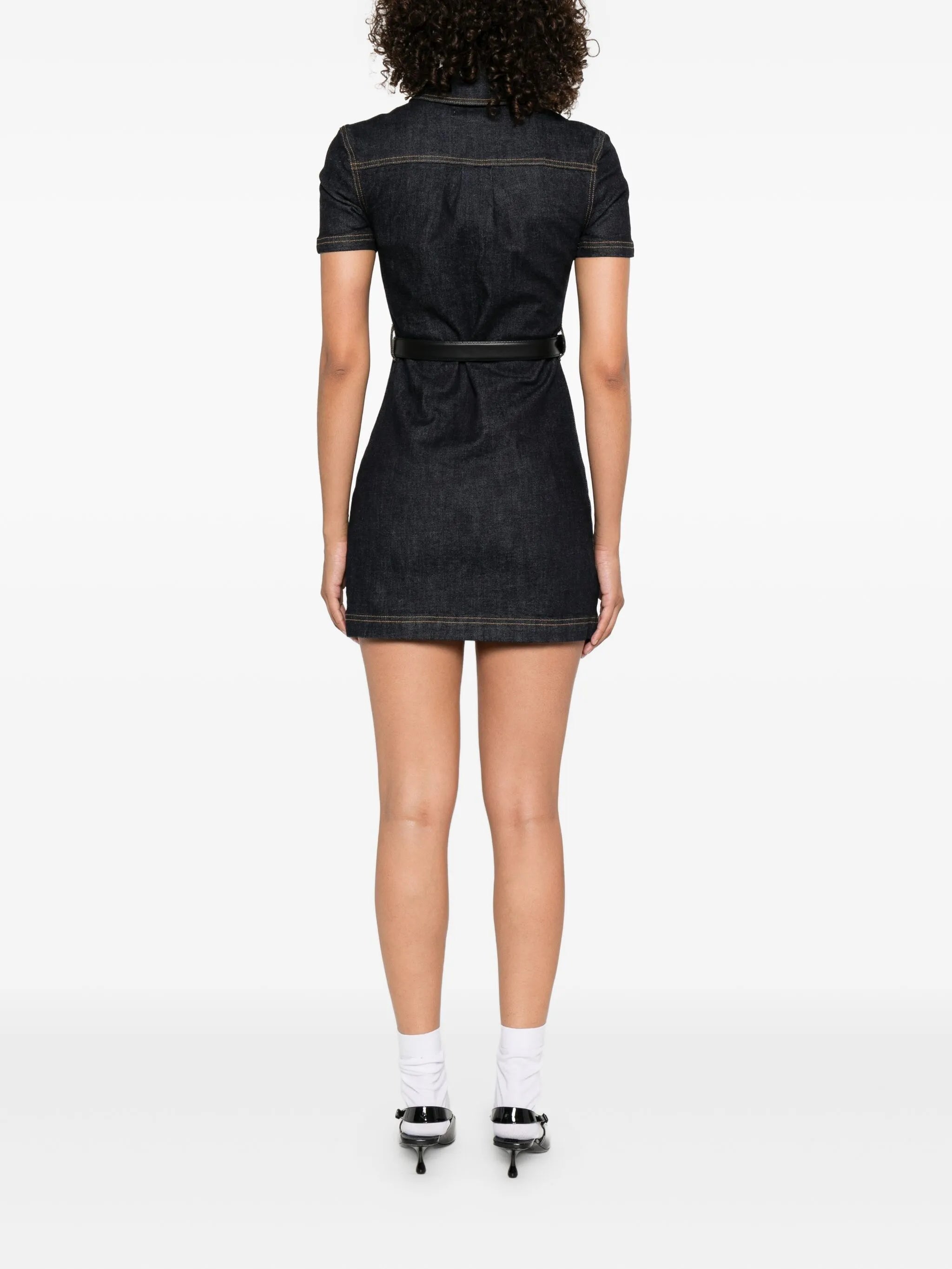 embellished denim mini dress