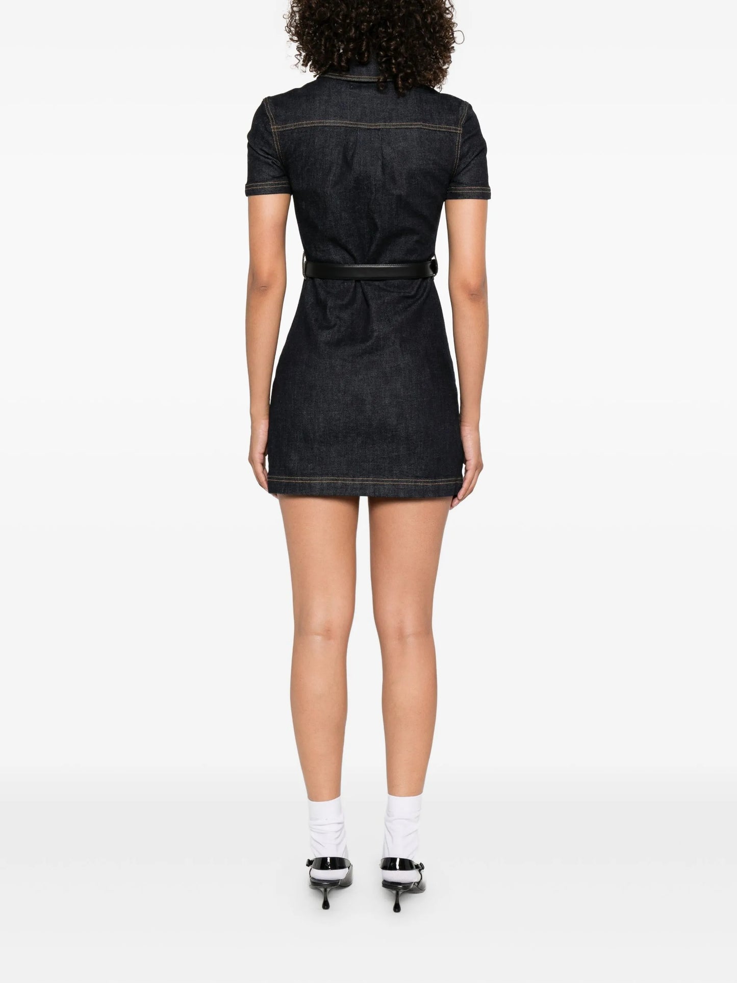 embellished denim mini dress