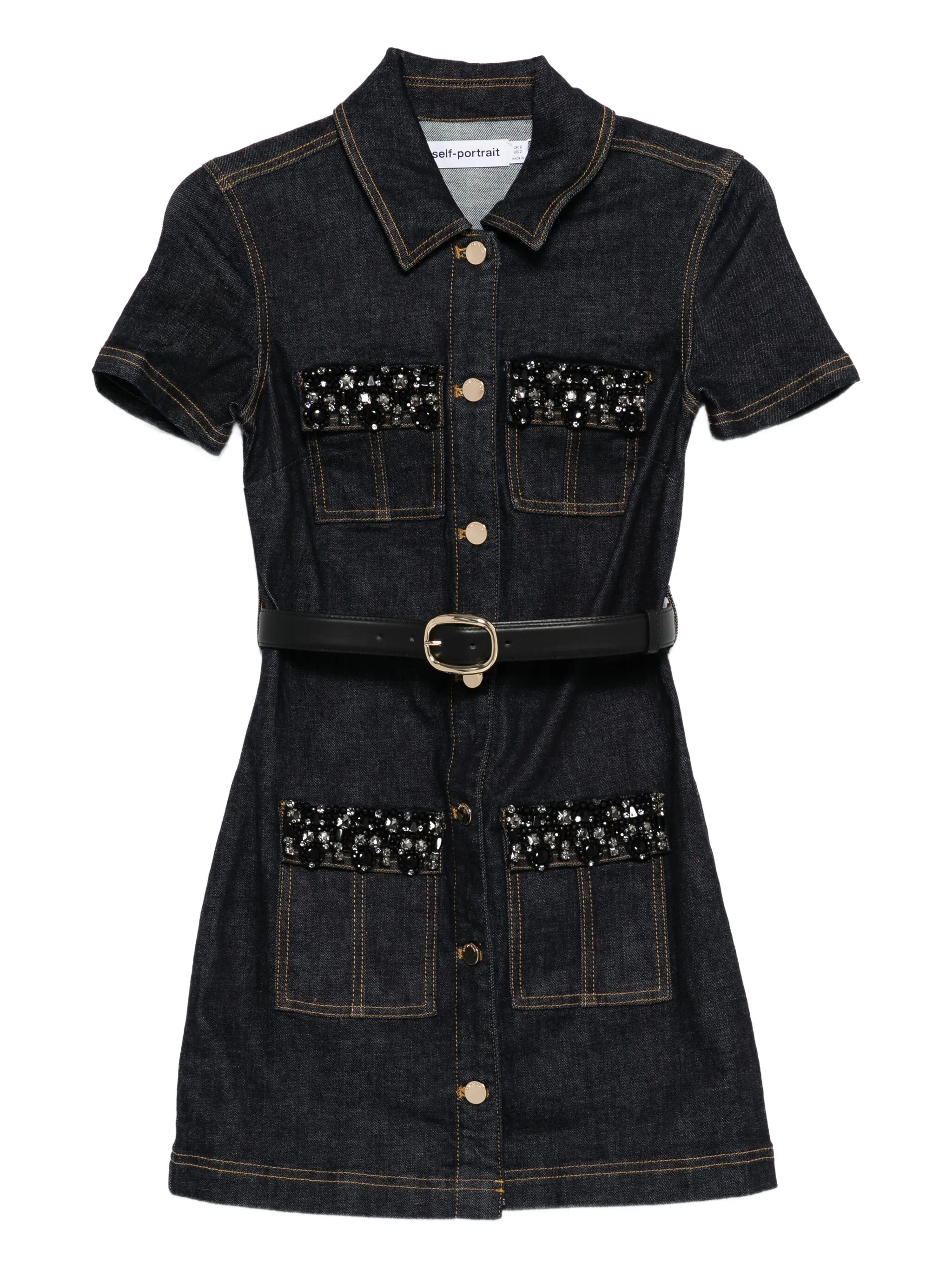 embellished denim mini dress