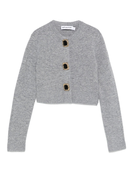 embellished-button cardigan