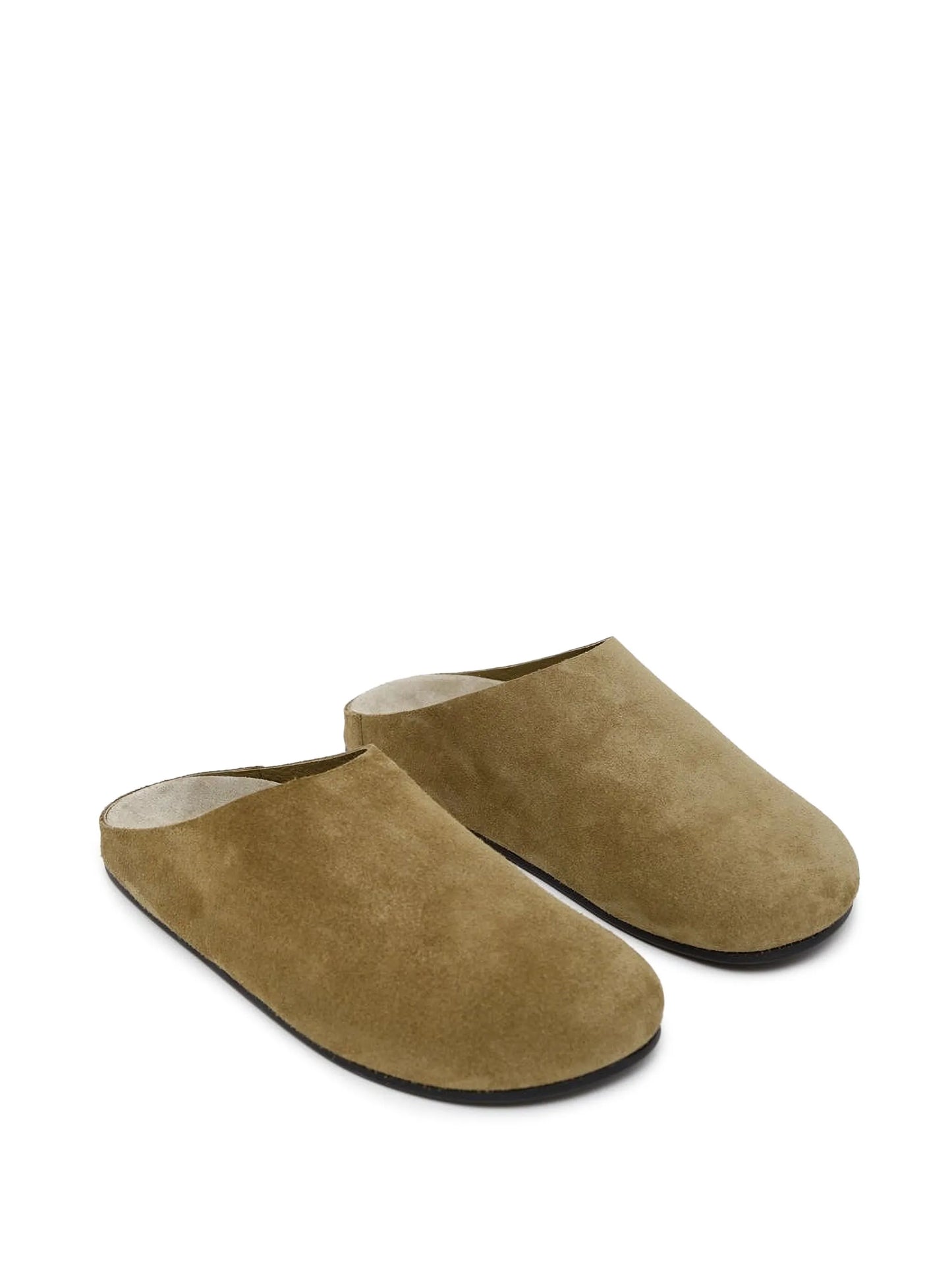 suede flat mules
