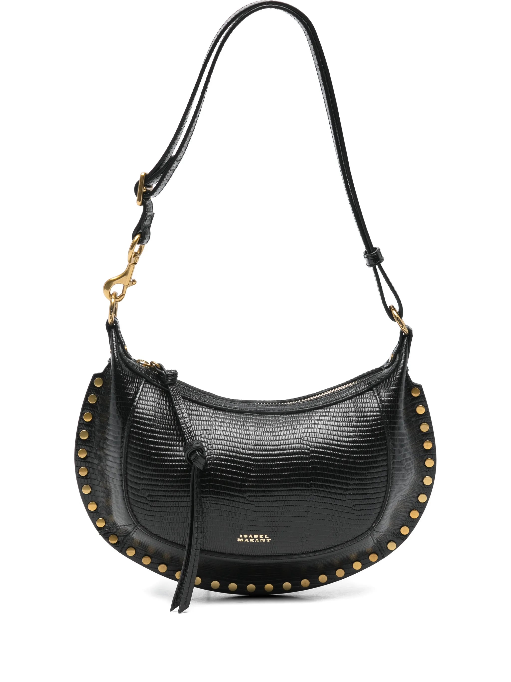 Oskan lizard-effect studded shoulder  bag