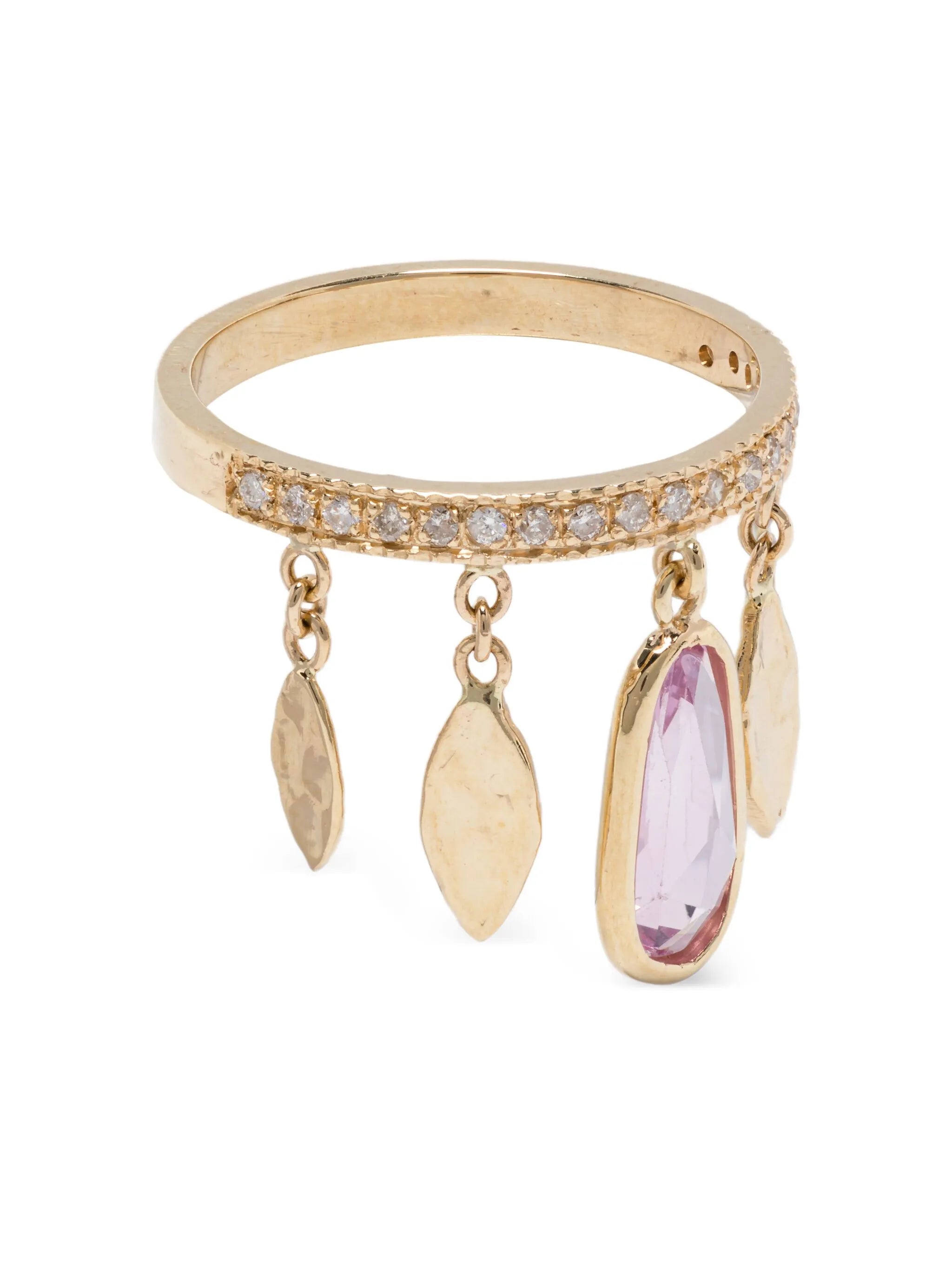 14K yellow-gold pink sapphire ring