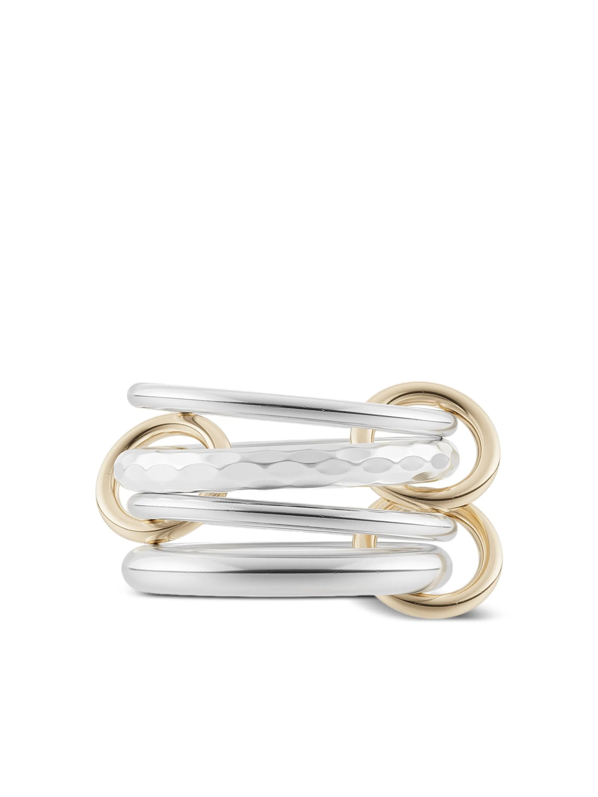 18CT yellow gold Hammered Silver ring