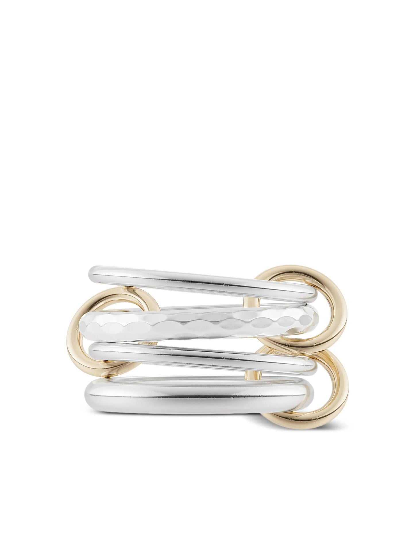 18CT yellow gold Hammered Silver ring