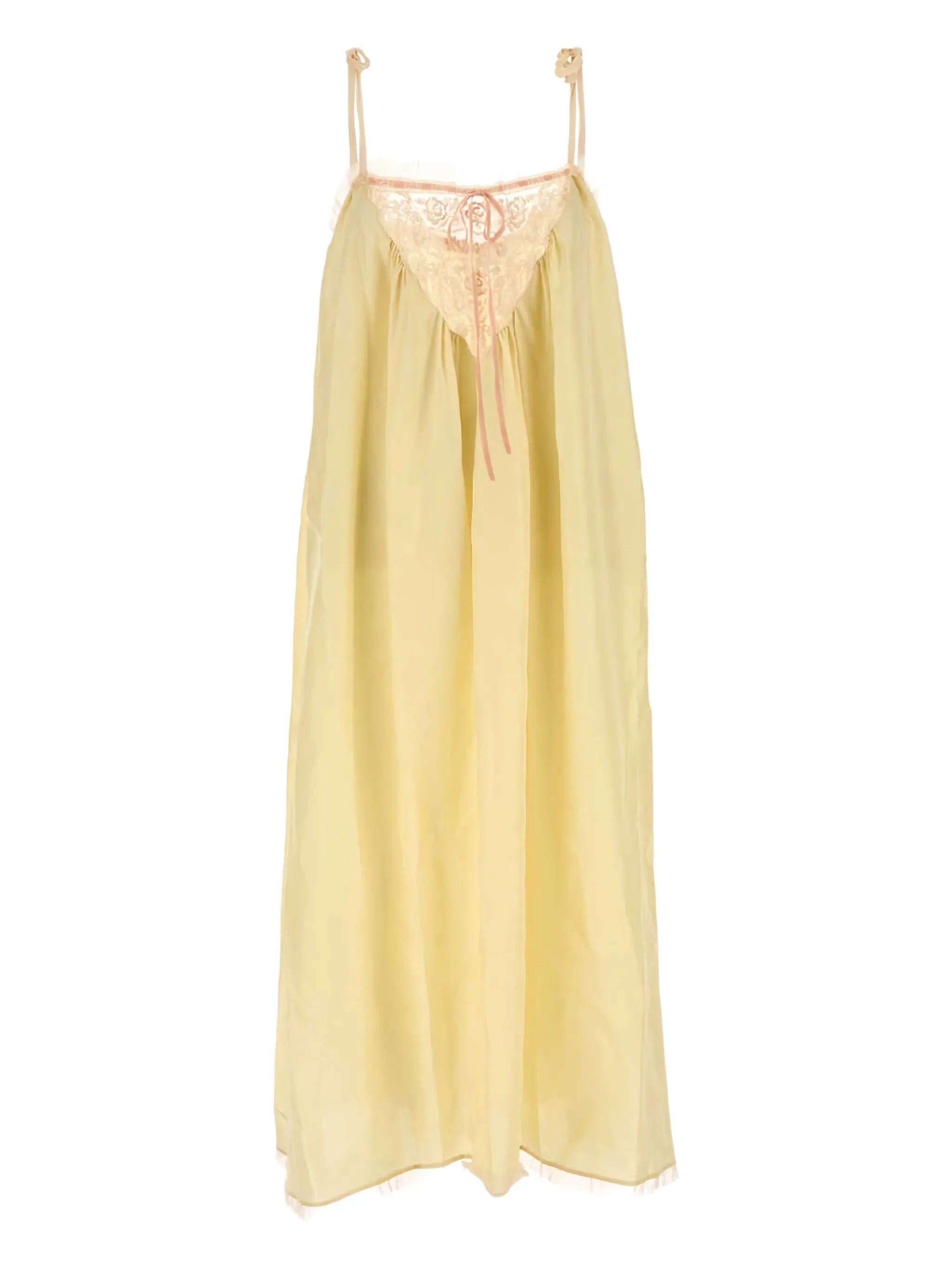lace-trimmed silk midi dress