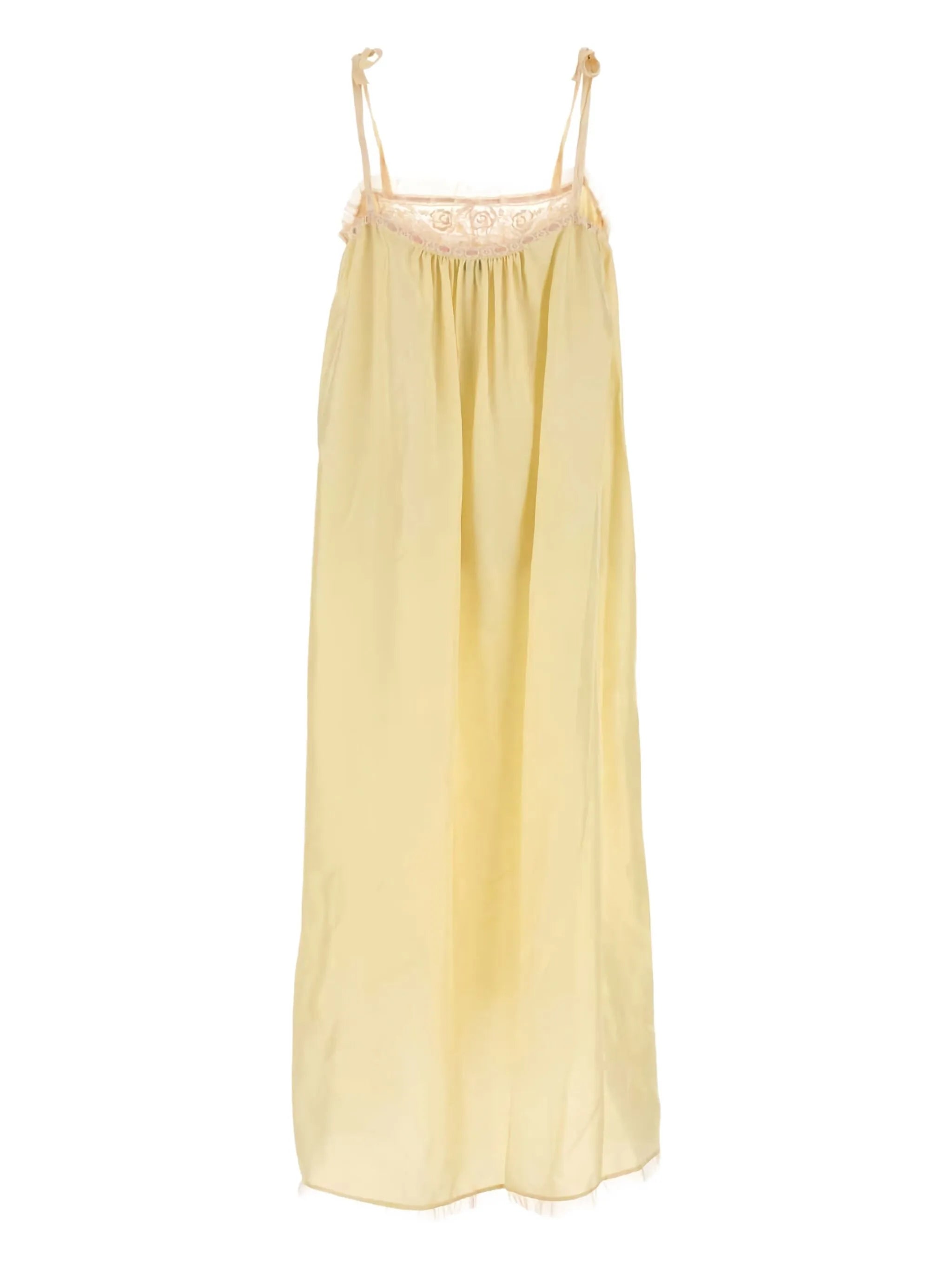 lace-trimmed silk midi dress