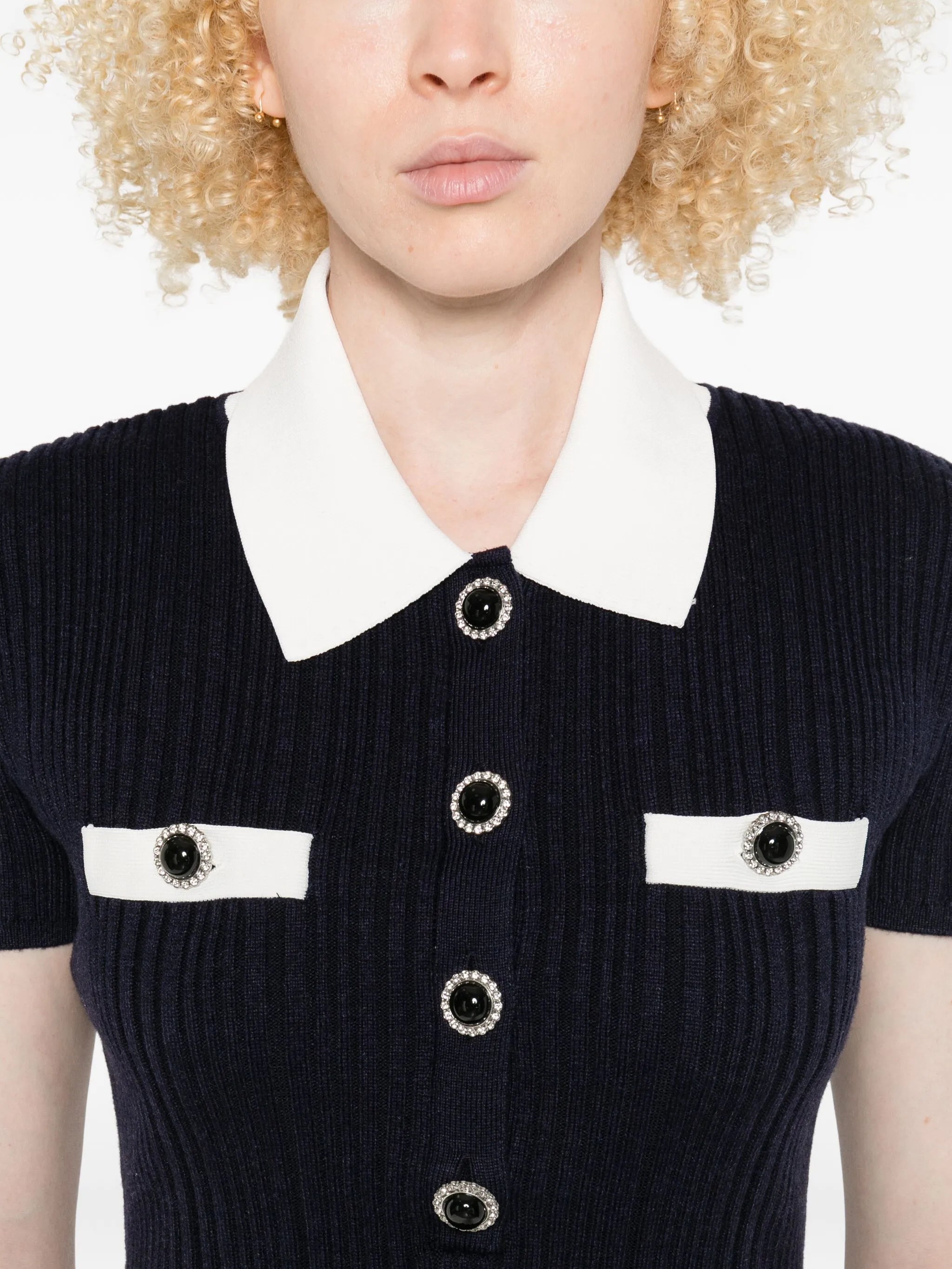 collared button-detail mini dress