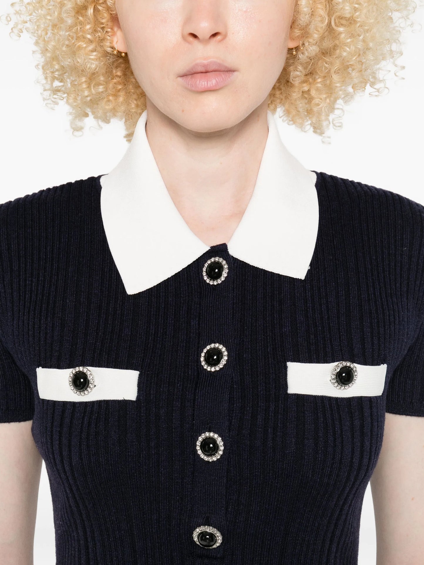 collared button-detail mini dress
