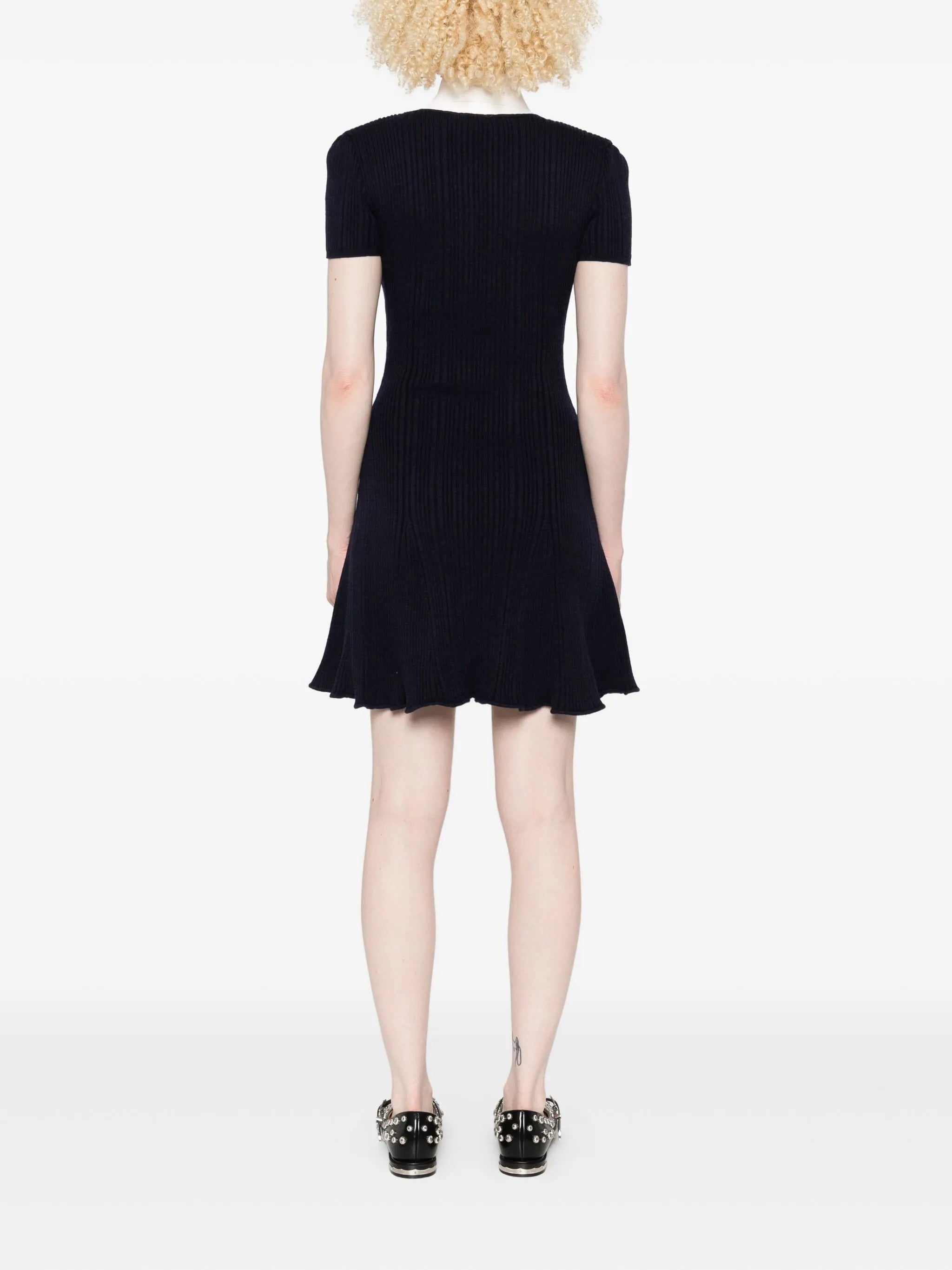 collared button-detail mini dress