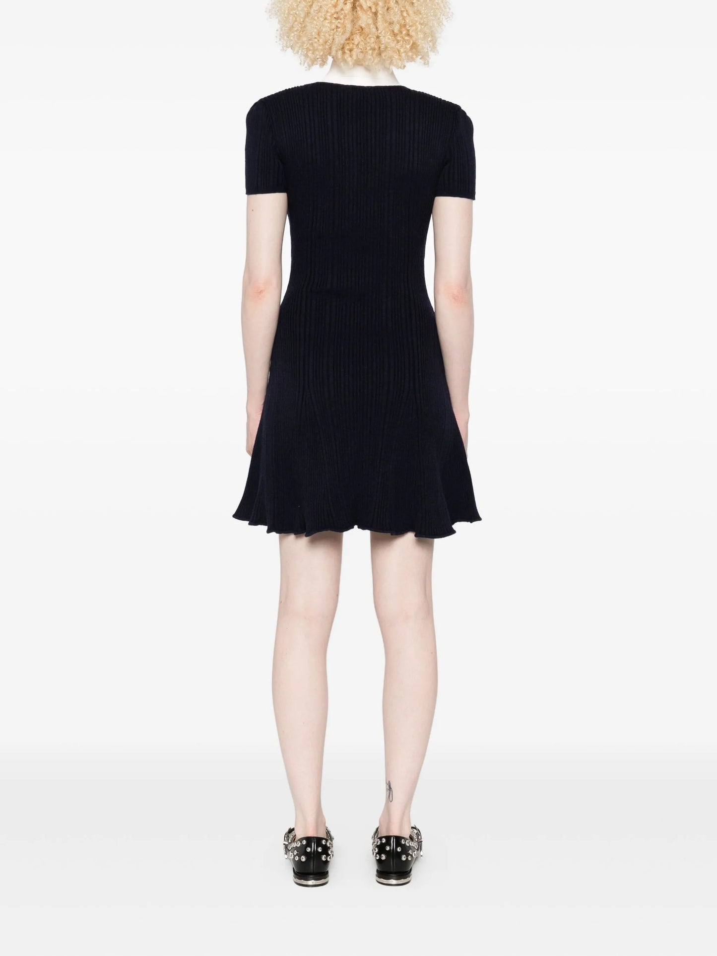 collared button-detail mini dress