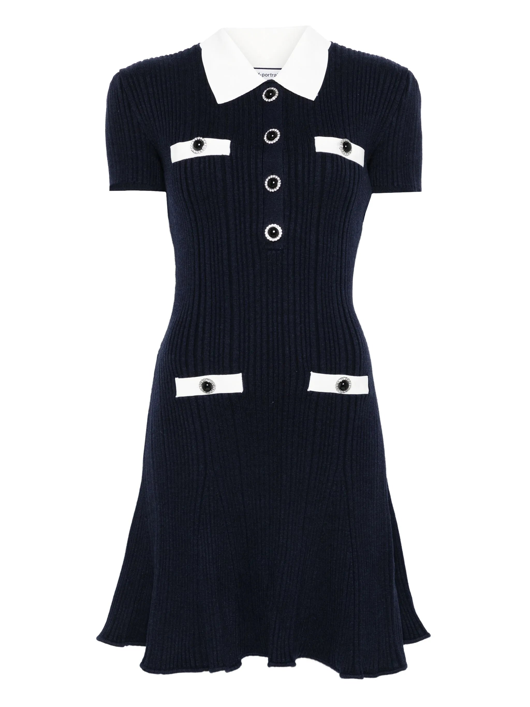 collared button-detail mini dress