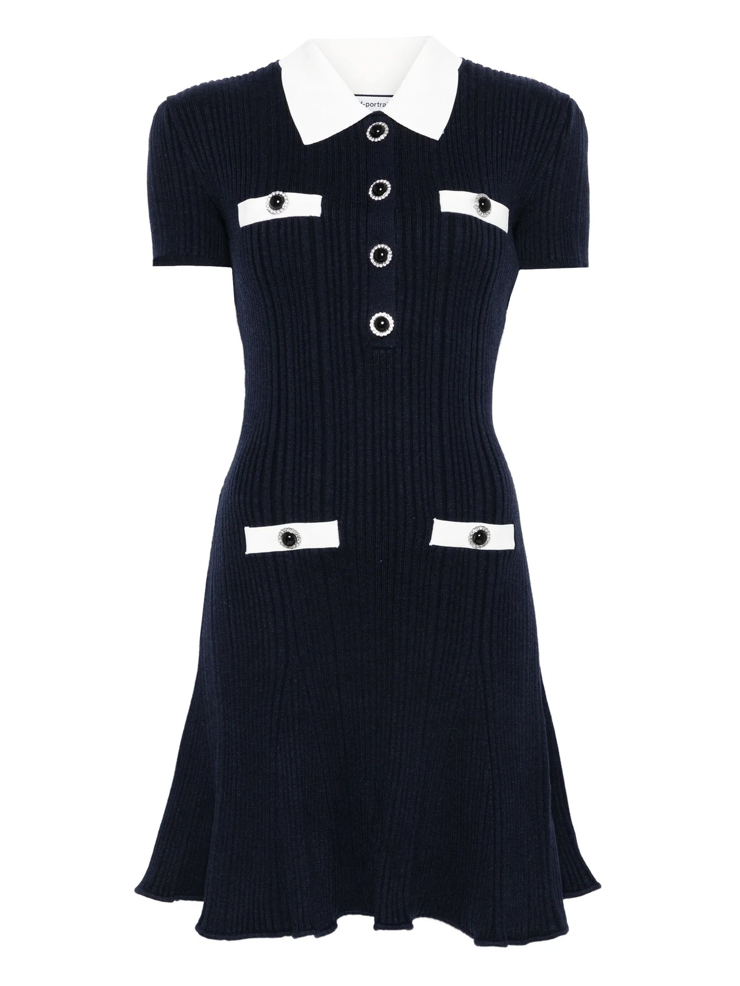 collared button-detail mini dress