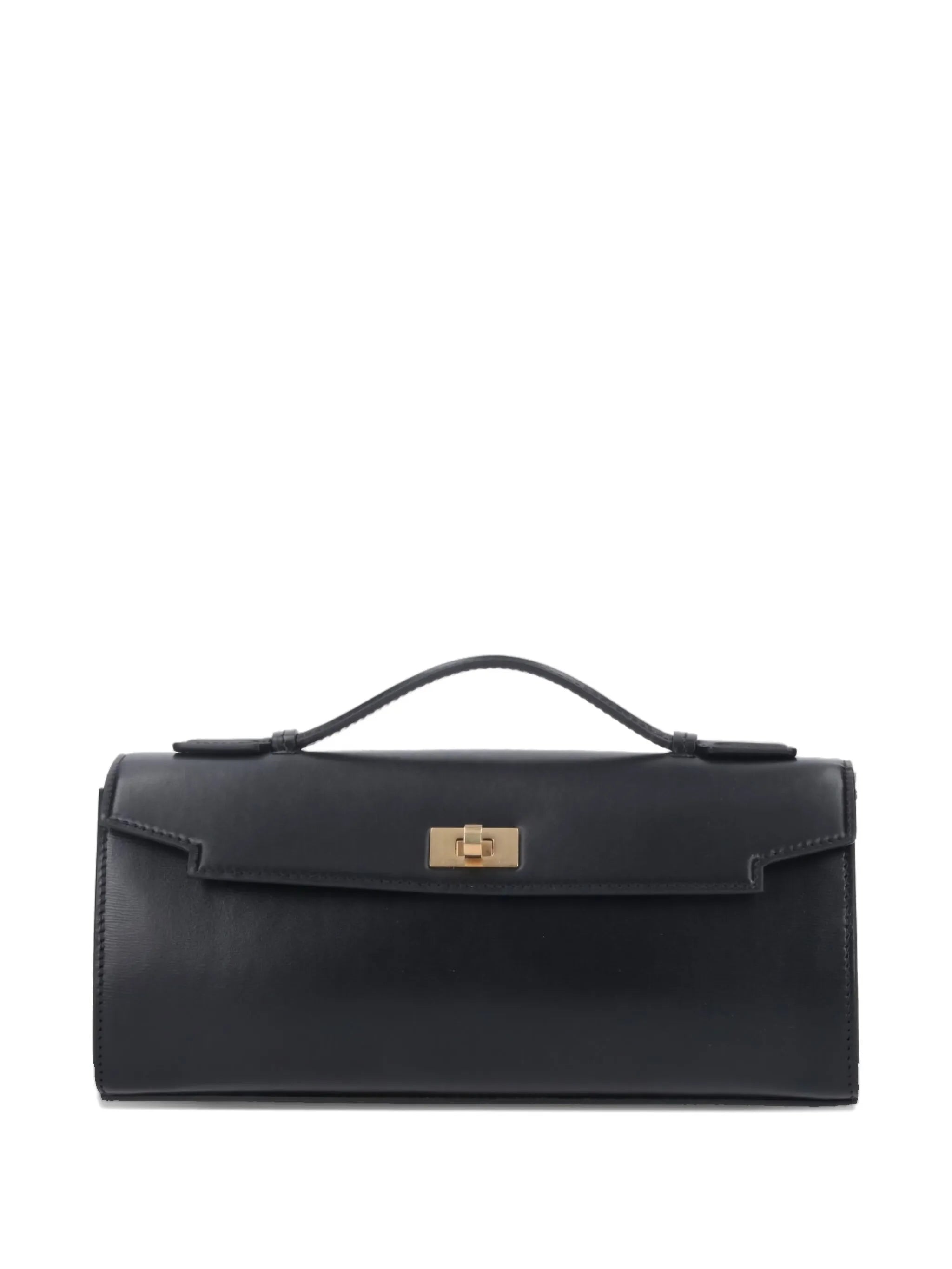 Mortimer calf leather clutch bag in black