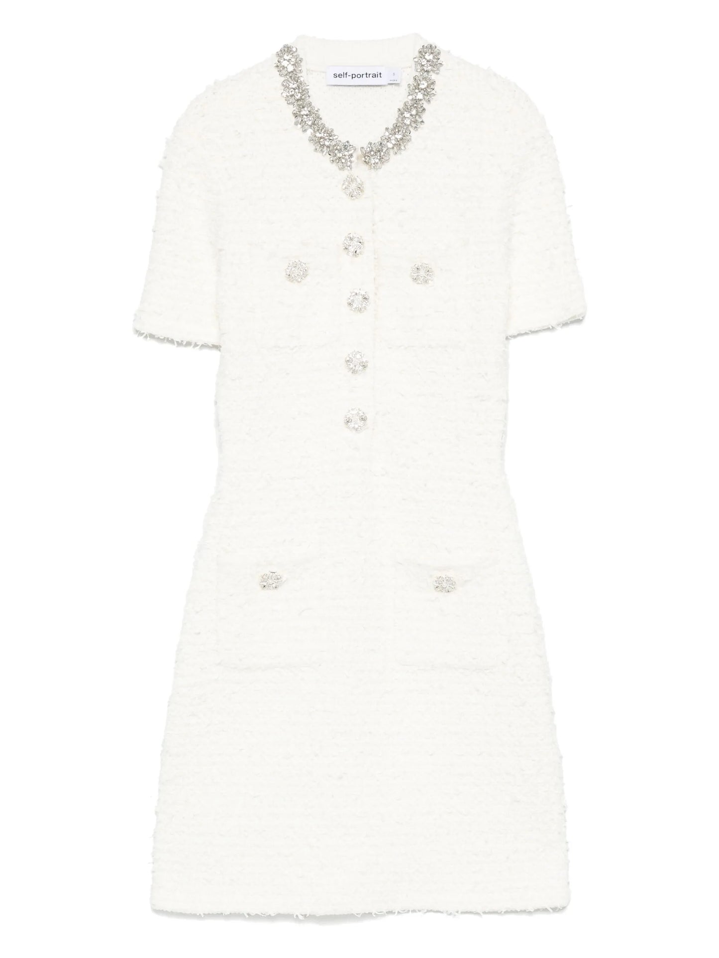 embellished button-detailed mini dress