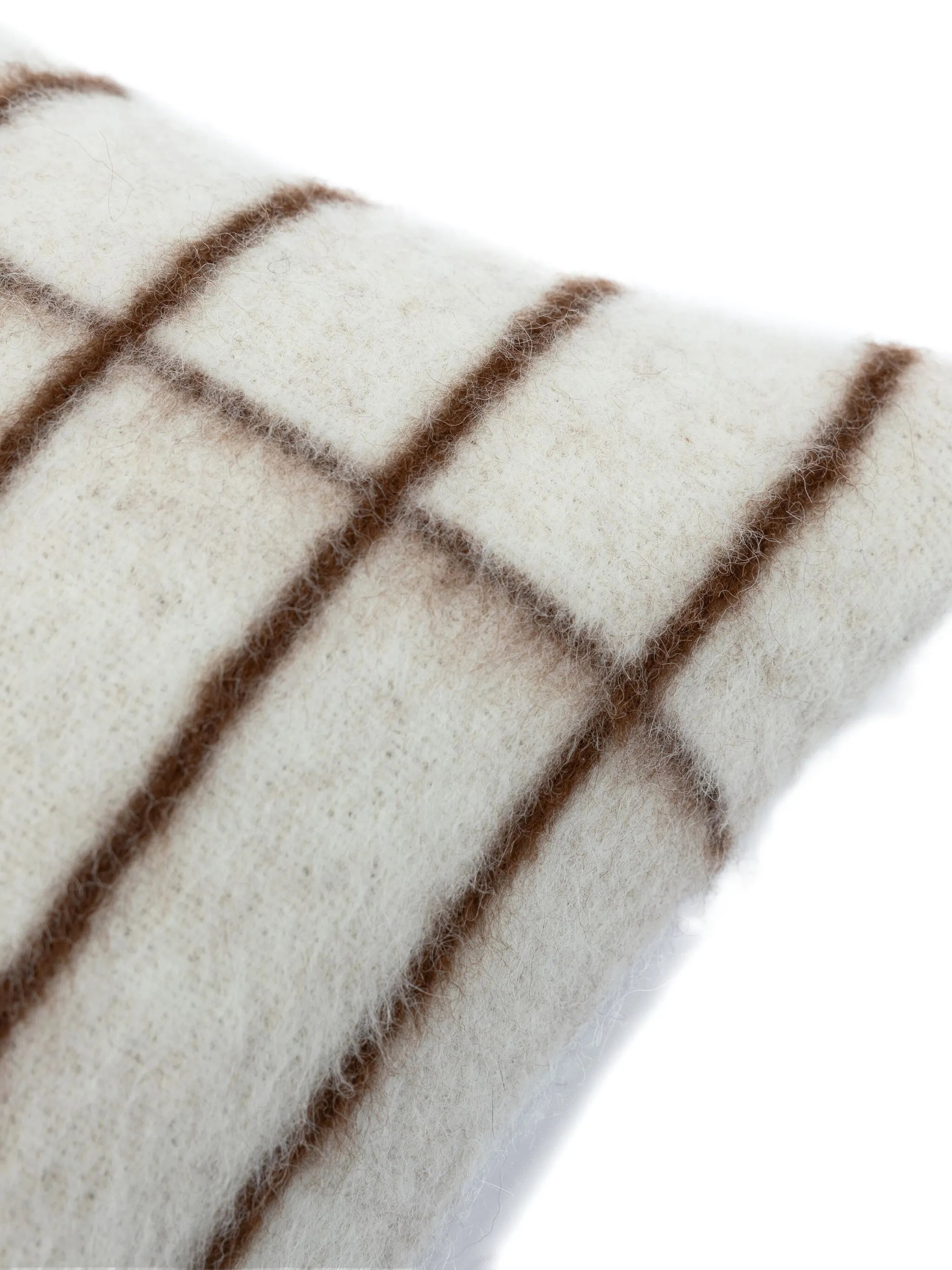 grid-pattern wool cushion