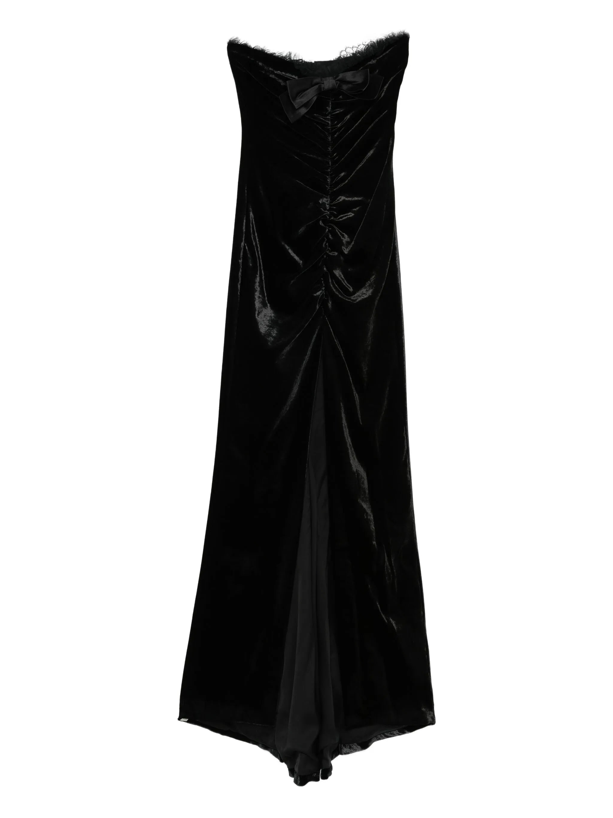 bow-detail velvet gown