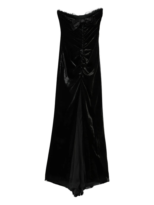 bow-detail velvet gown