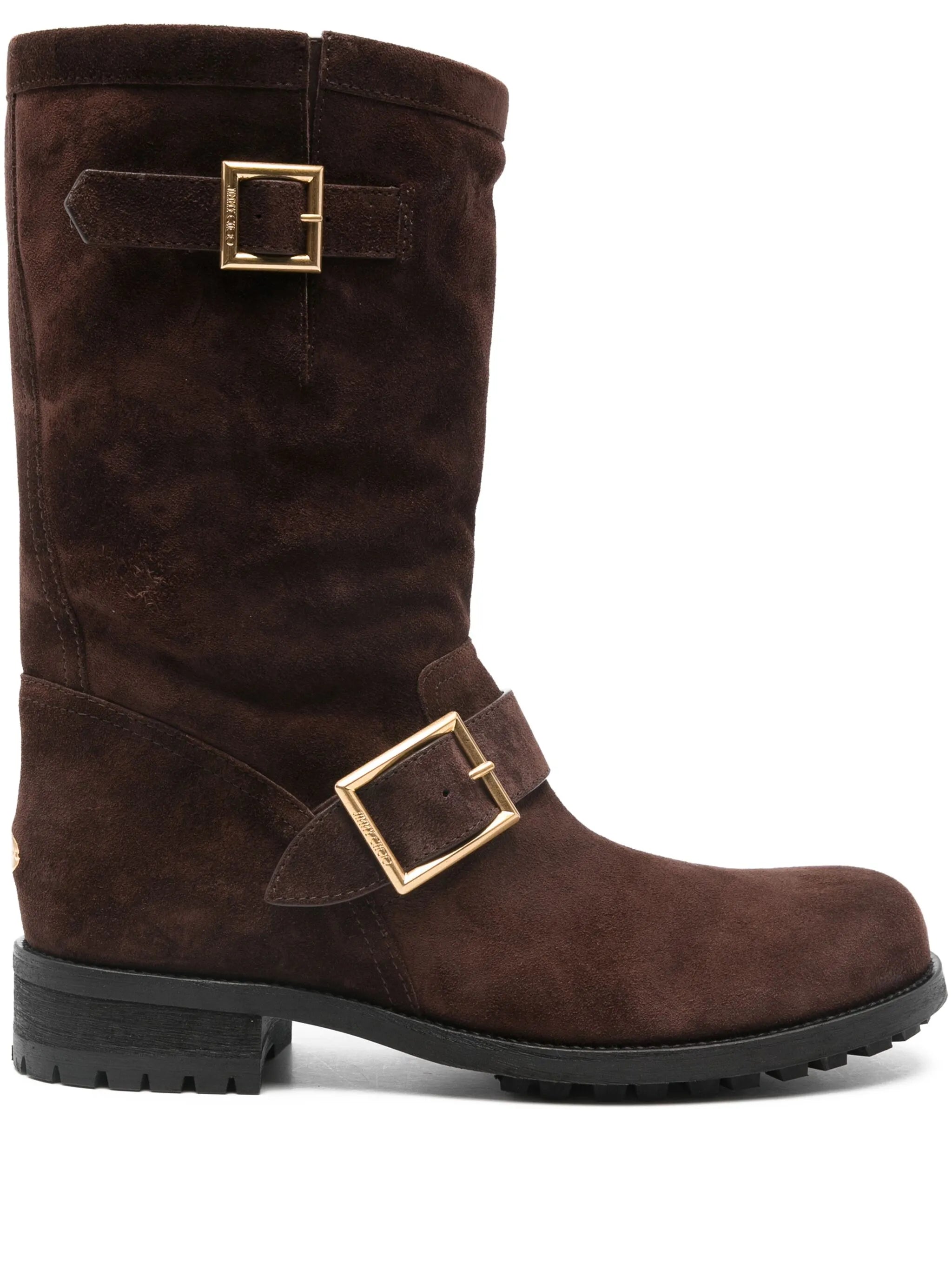 buckle biker suede boots