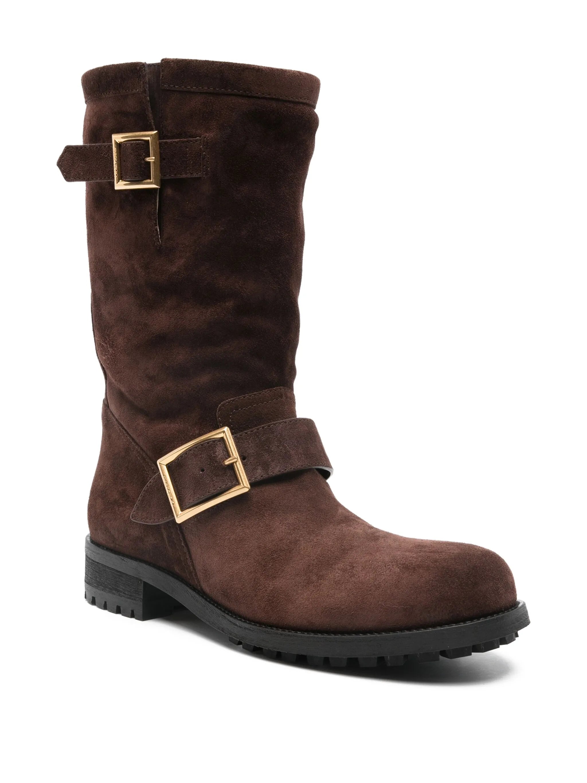 buckle biker suede boots