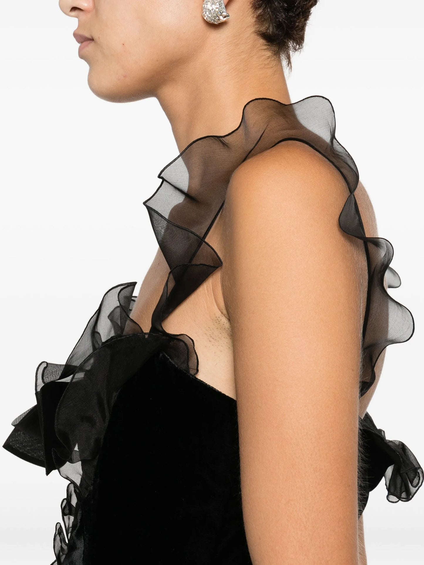 lace-detail velvet dress