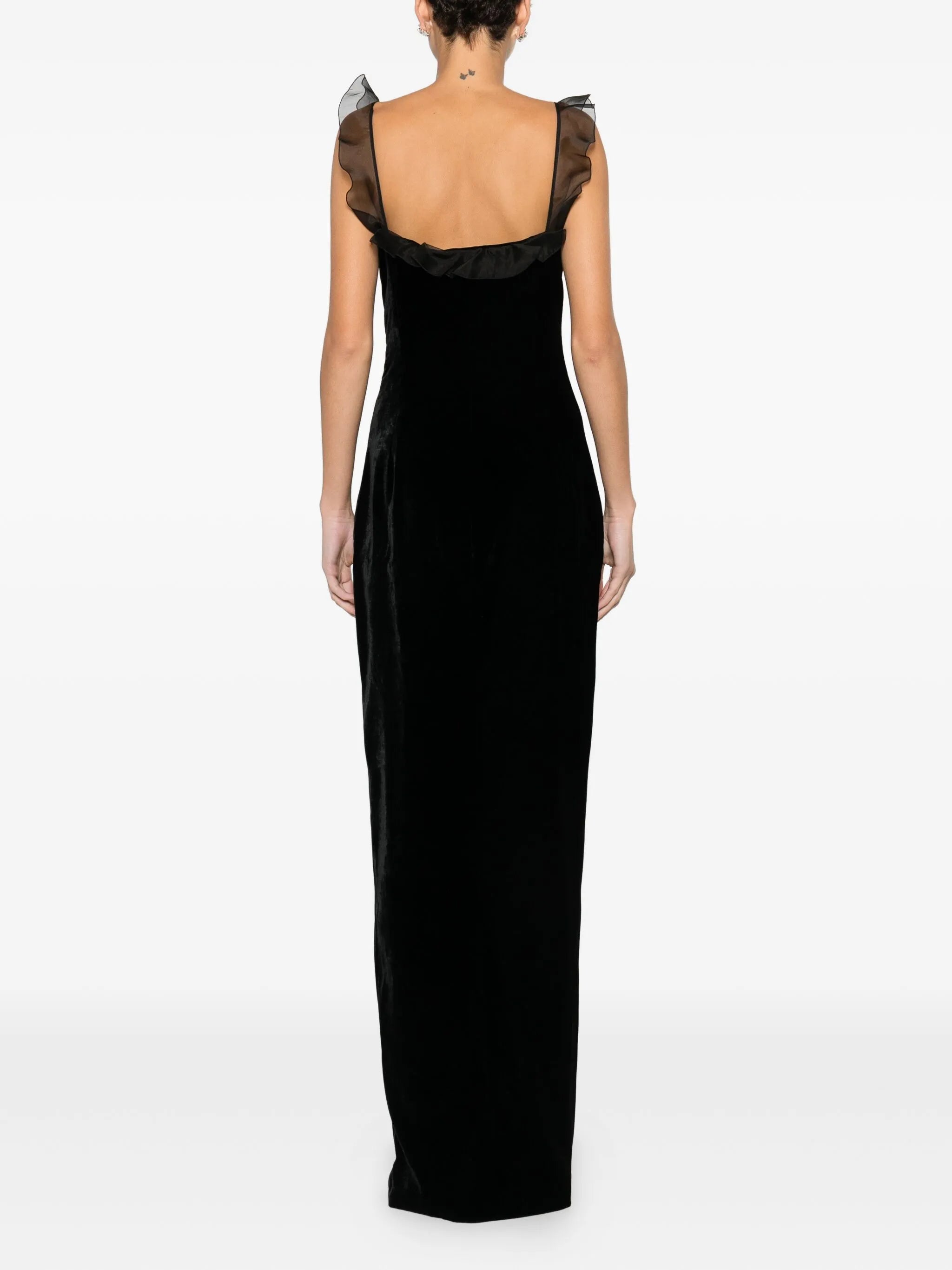 lace-detail velvet dress