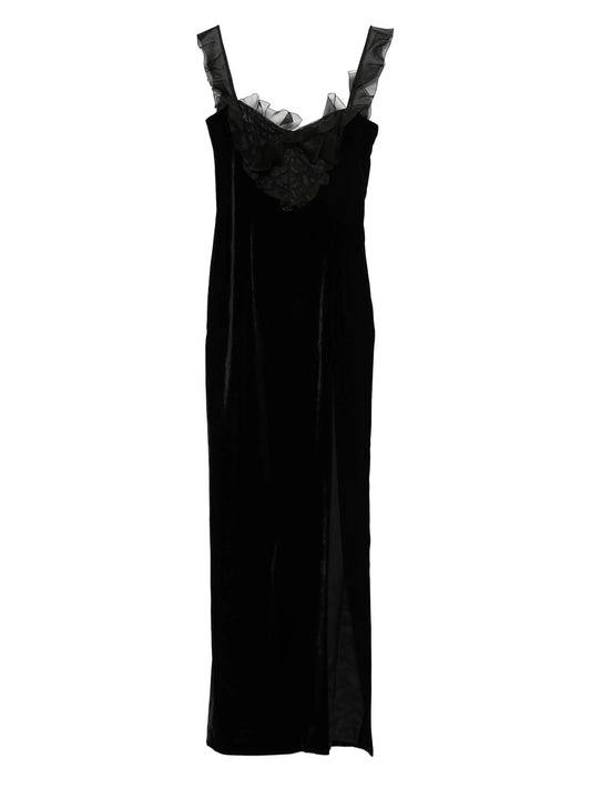 lace-detail velvet dress