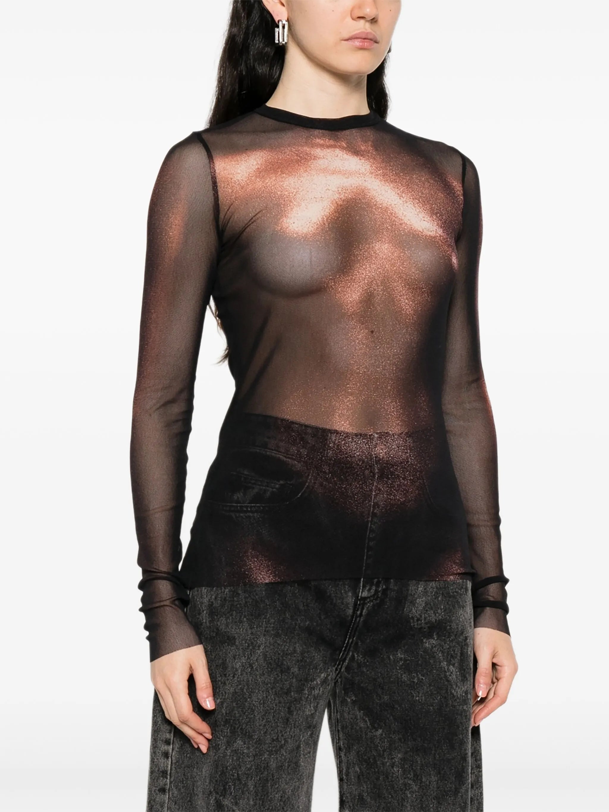 mesh body-print top