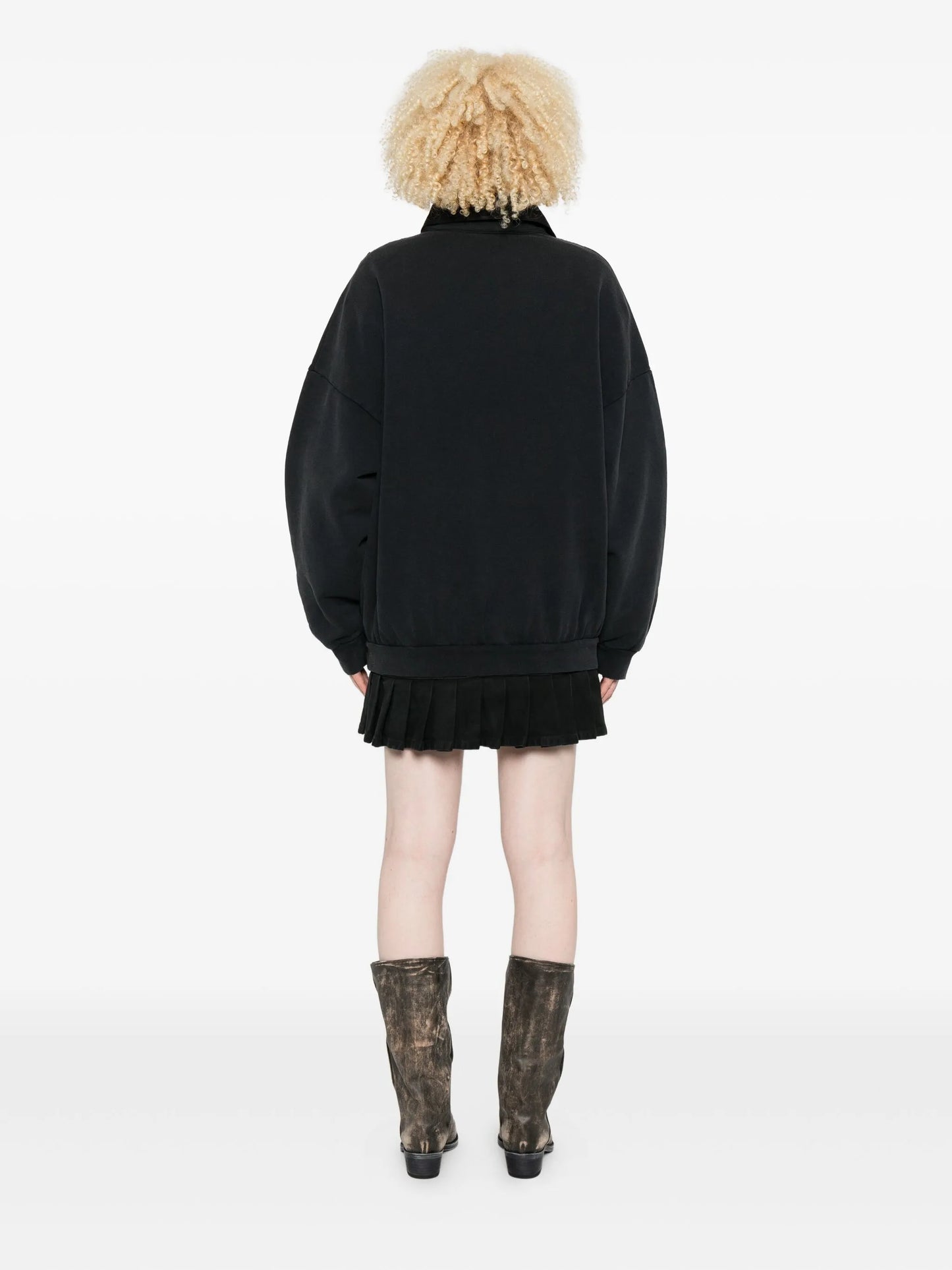 embroidered pleated mini dress