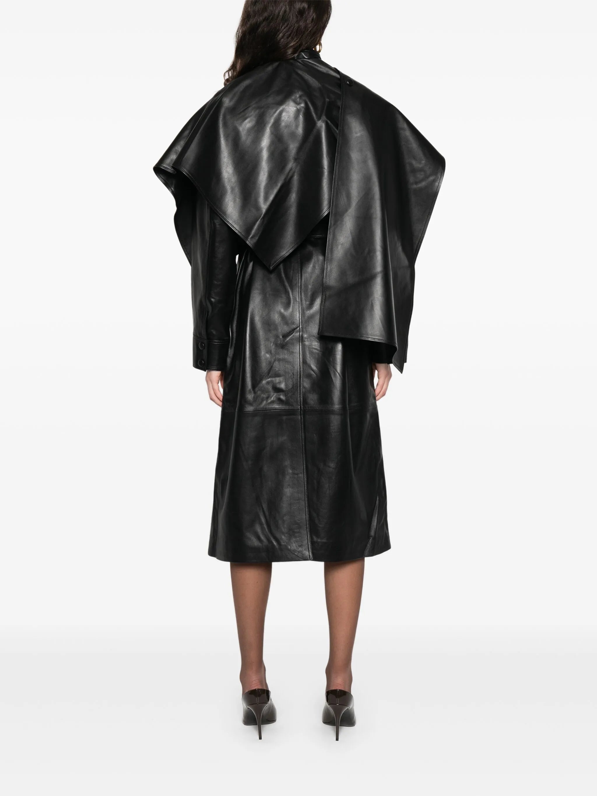 Nina wrap around belted leather coat